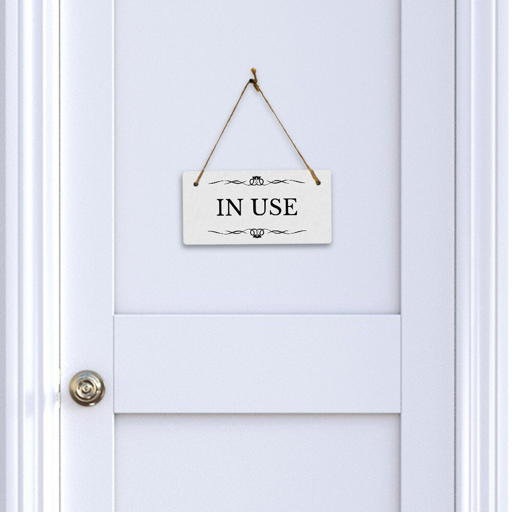 In Use 5&Prime; x 10&Prime; Hanging Wall or Door Sign | Rustic Twine | Stylish Business