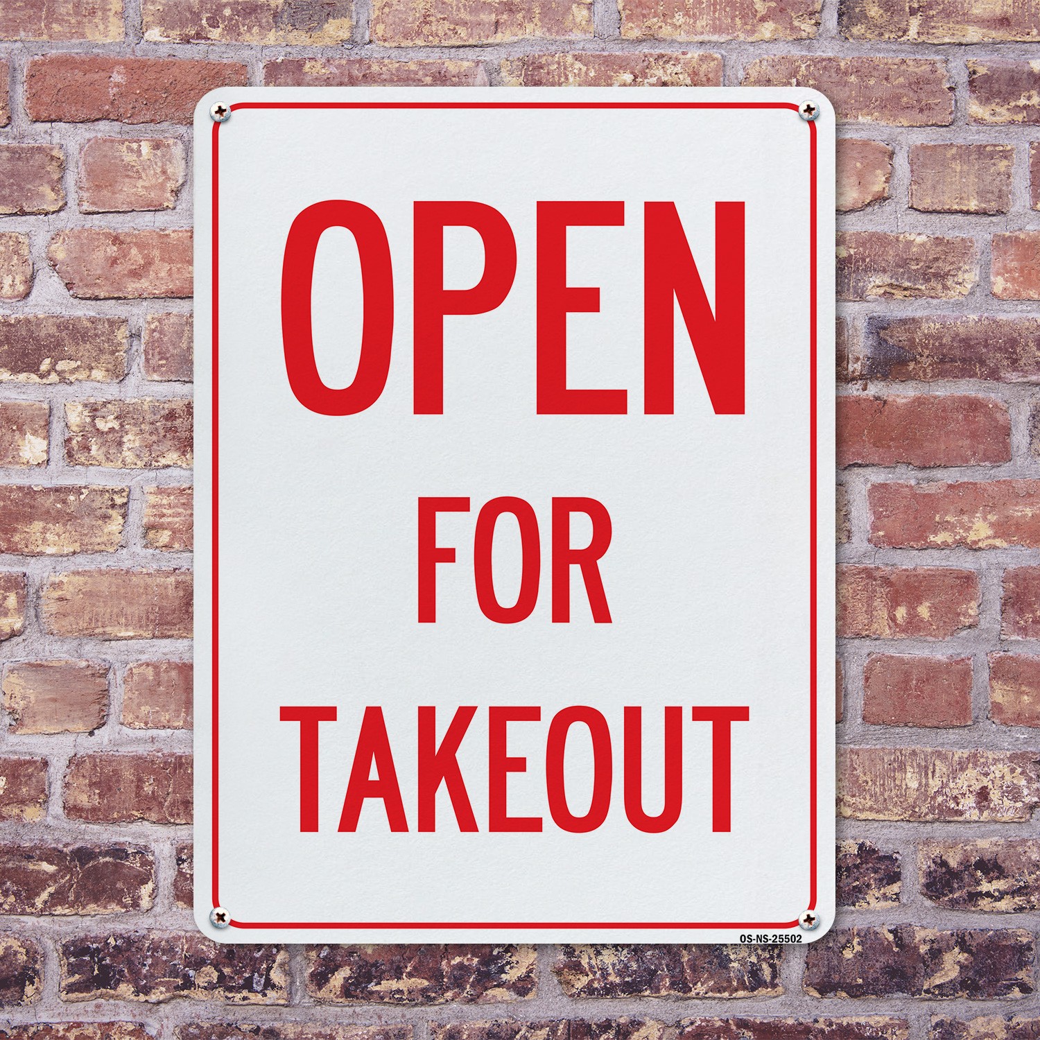 Open For Takeout Public Safety Sign Metal, Plastic, Or Decal – 5 or 10 Pack