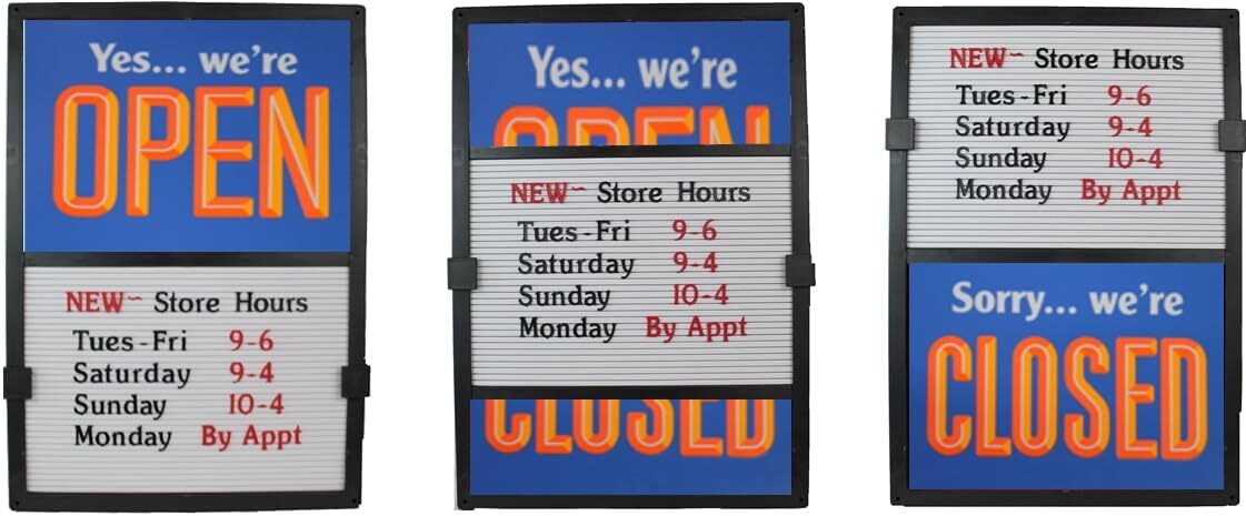 Glassmate Vertical Open/Closed Message Slider Board Sign | 14&Prime;W x 20&Prime;H