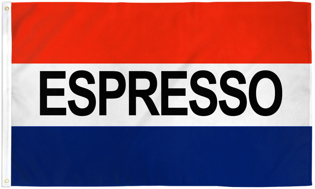 Espresso Flag 3x5ft Coffee Banner Sign Bandera de Cafe Drinks Concessions Flag