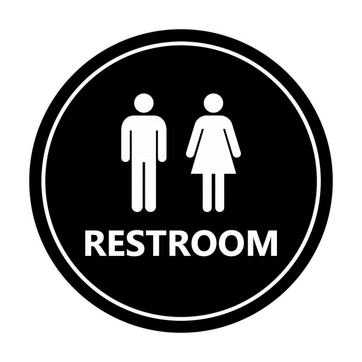 Circle Unisex Restroom Sign Black – X-Large