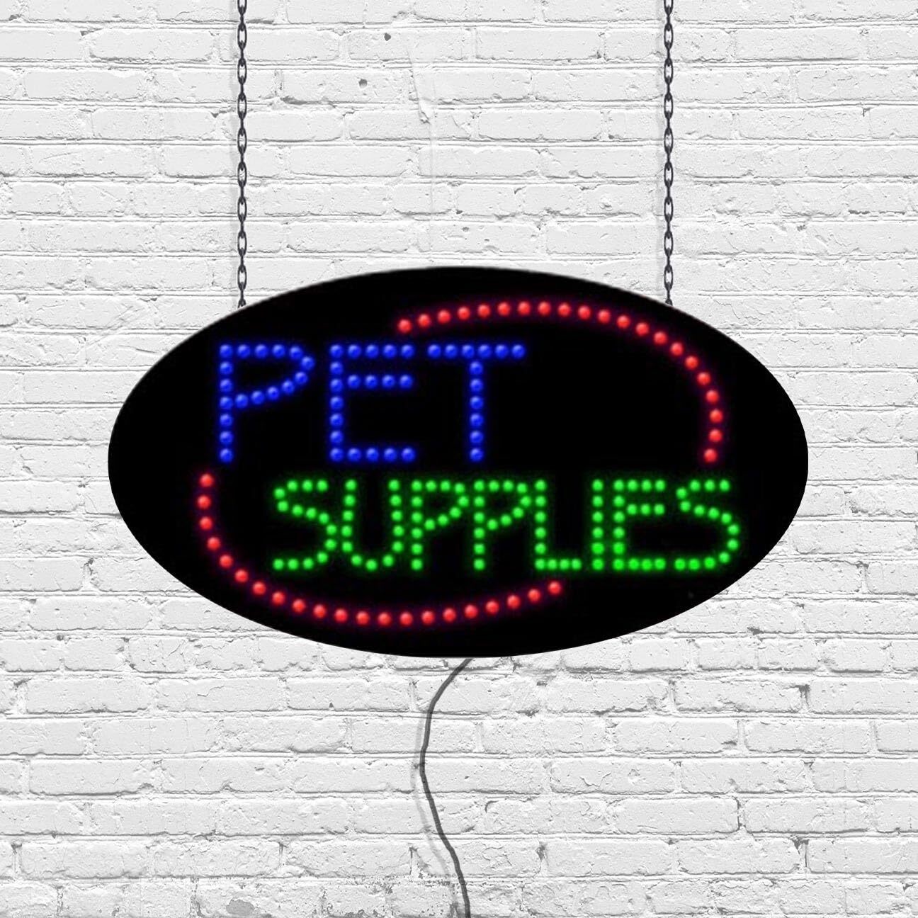 LED Pet Supplies Sign for Retail Displays | Light Up Sign | 15&Prime;H x 27&Prime;W x 2&Prime;D