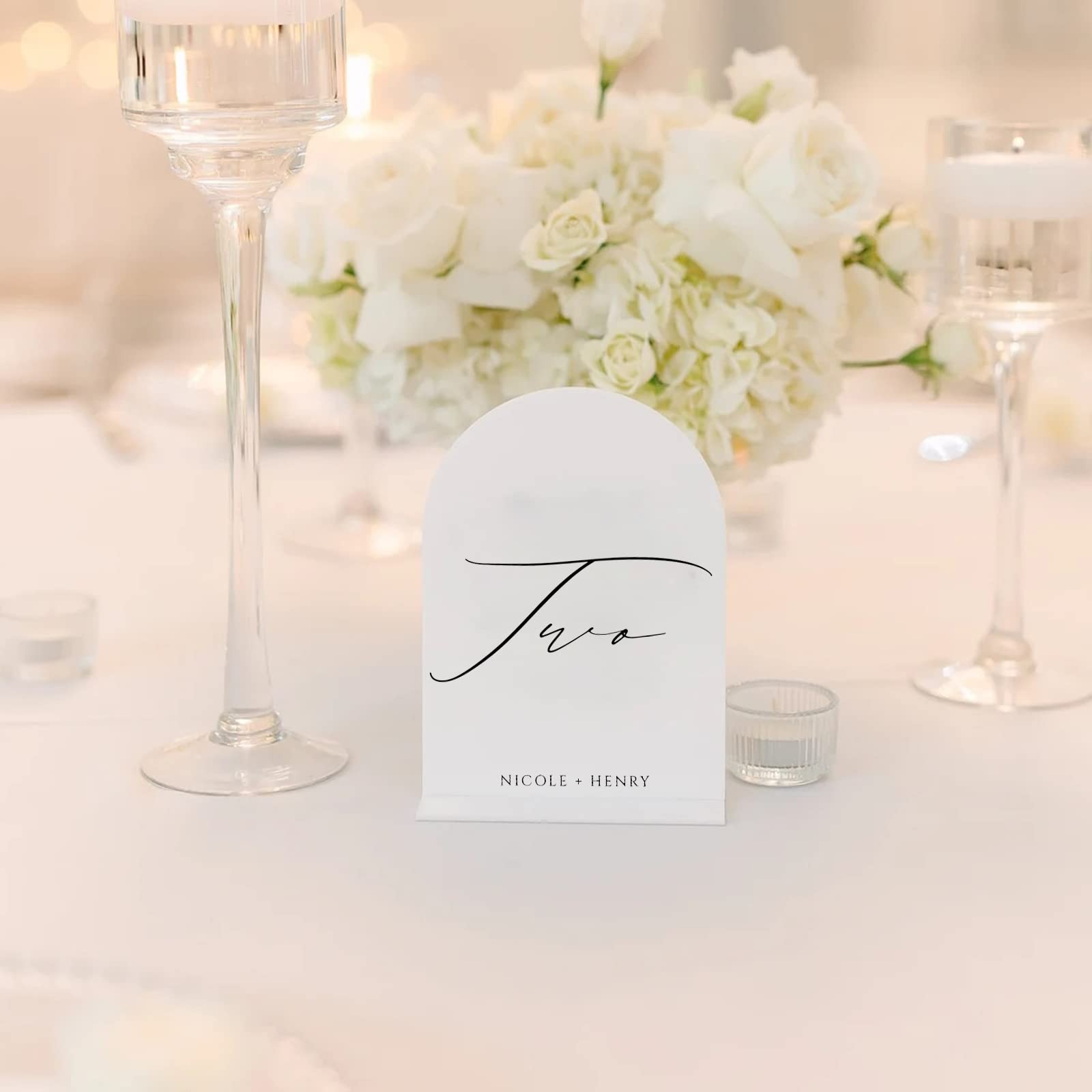 10 PCS White Arch Acrylic Blank Sign Stand DIY Wedding Table Numbers 5×7 In
