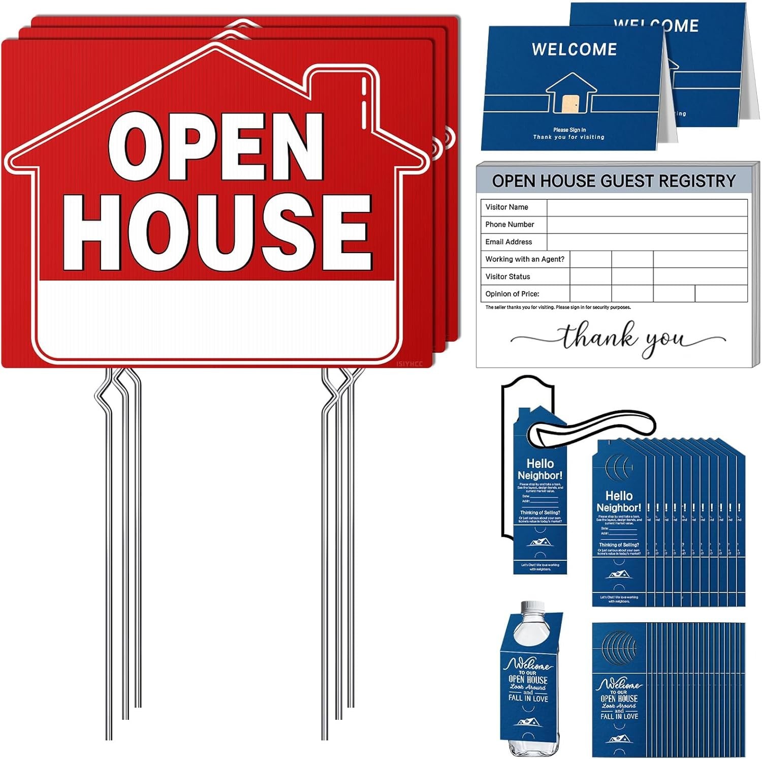 38-Piece Open House Kit: Double-Sided Signs & Guest Register Included