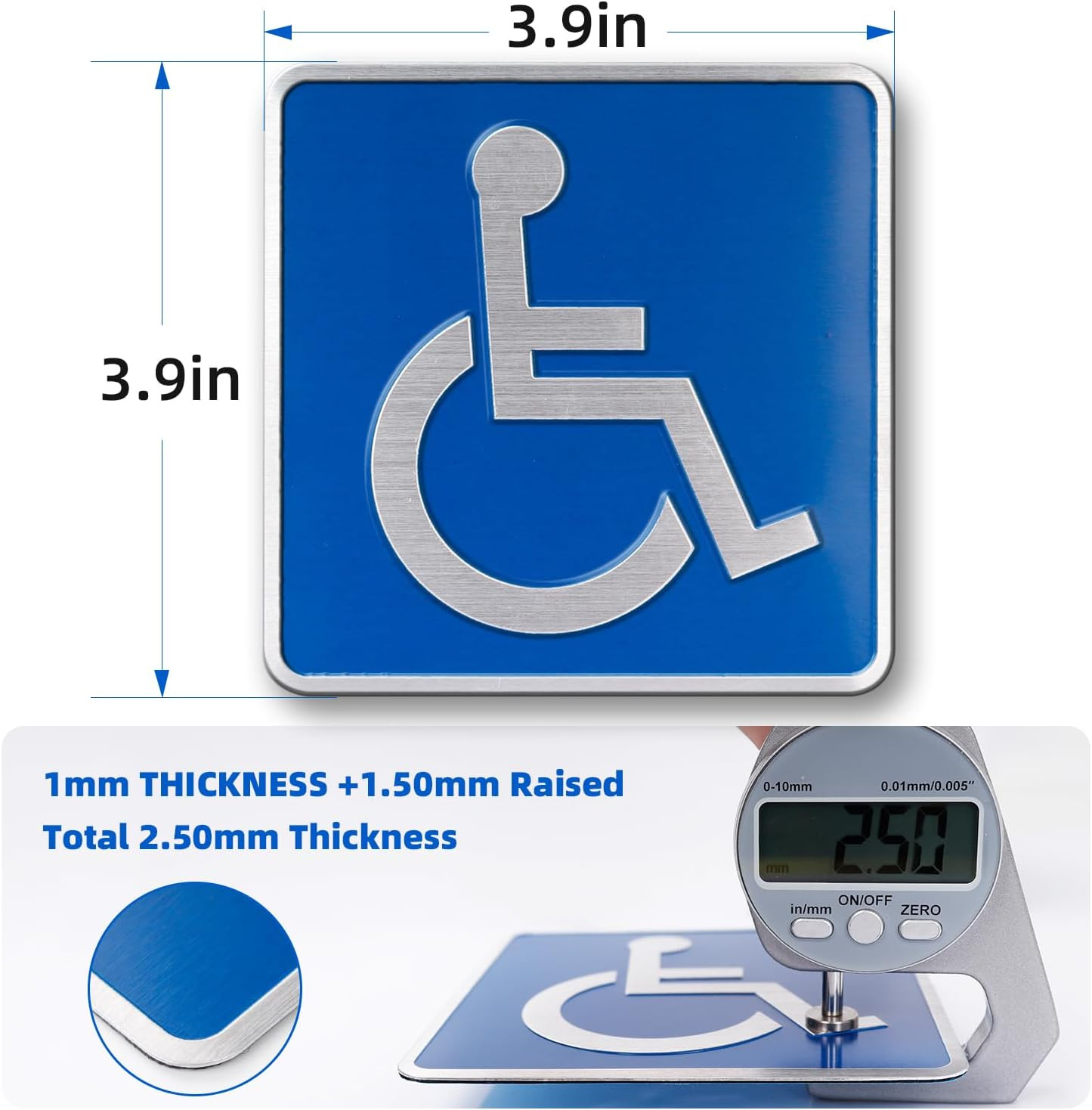 3D Handicap Sign Stickers with Adhesive Backing – Metal-Reinforced Disabled Whee