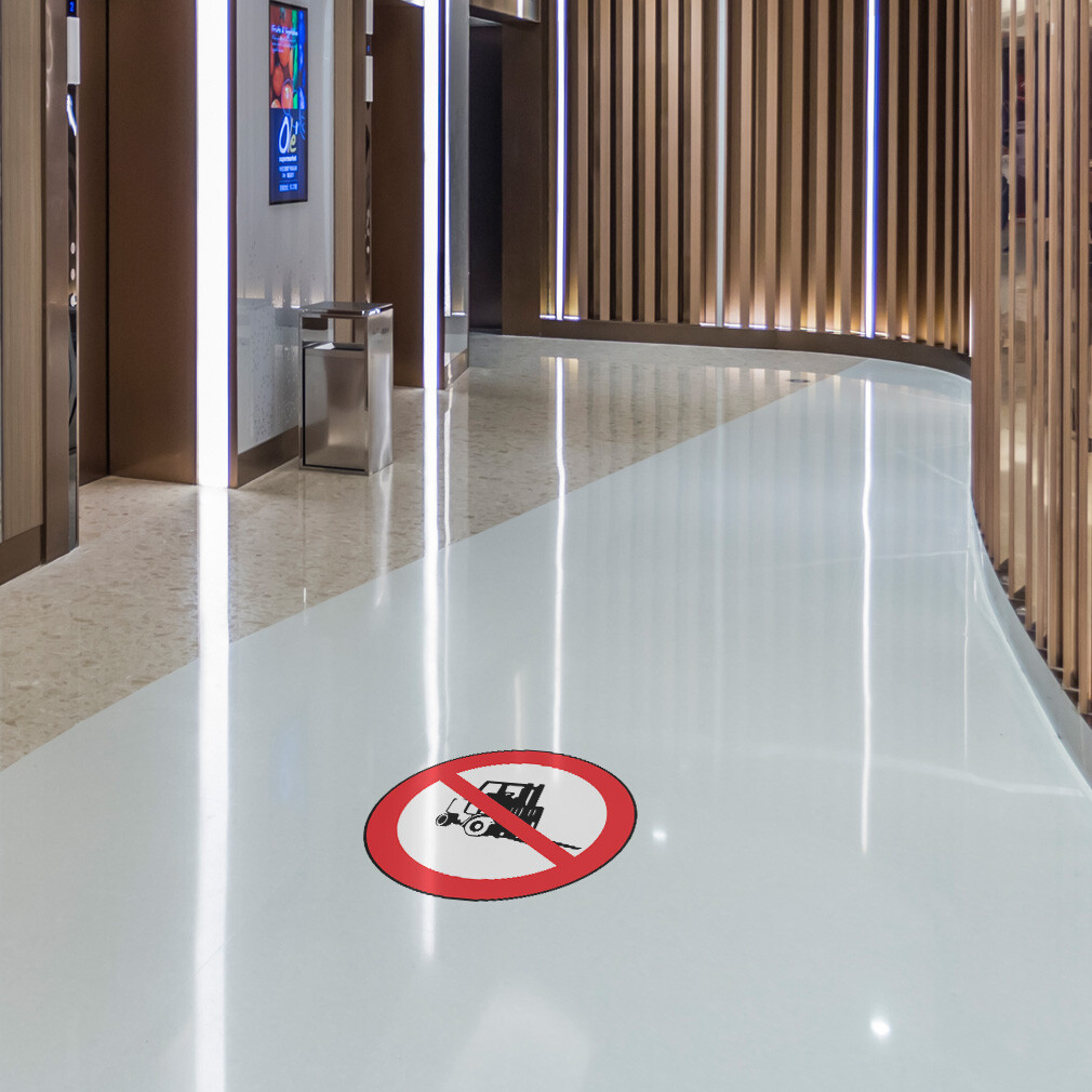 Forklift Floor Decals Forklift Prohibited Red Black Anti-Slip Round Shape