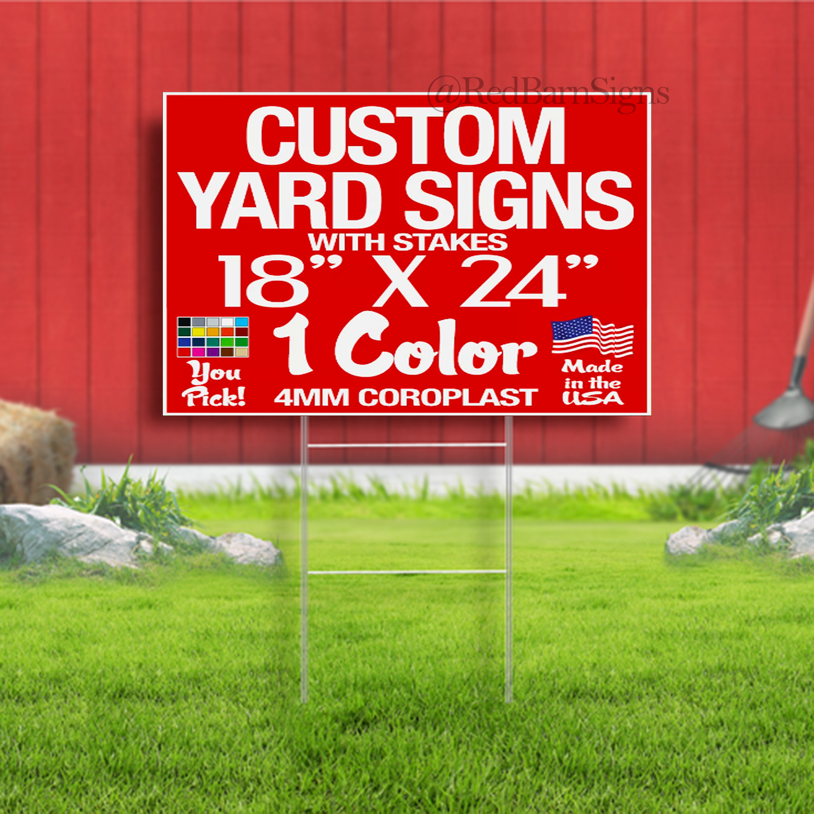 18×24 One Color Yard Signs Custom Single Sided (18&Prime;x 24&Prime;)