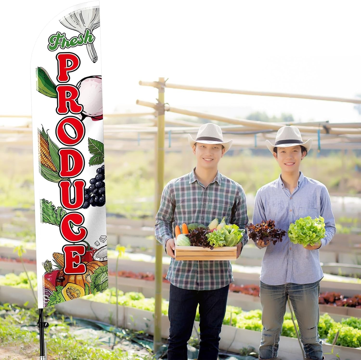 12 ft Fresh Produce Banner Flag – Perfect for Grocery Stores & Farmer Markets