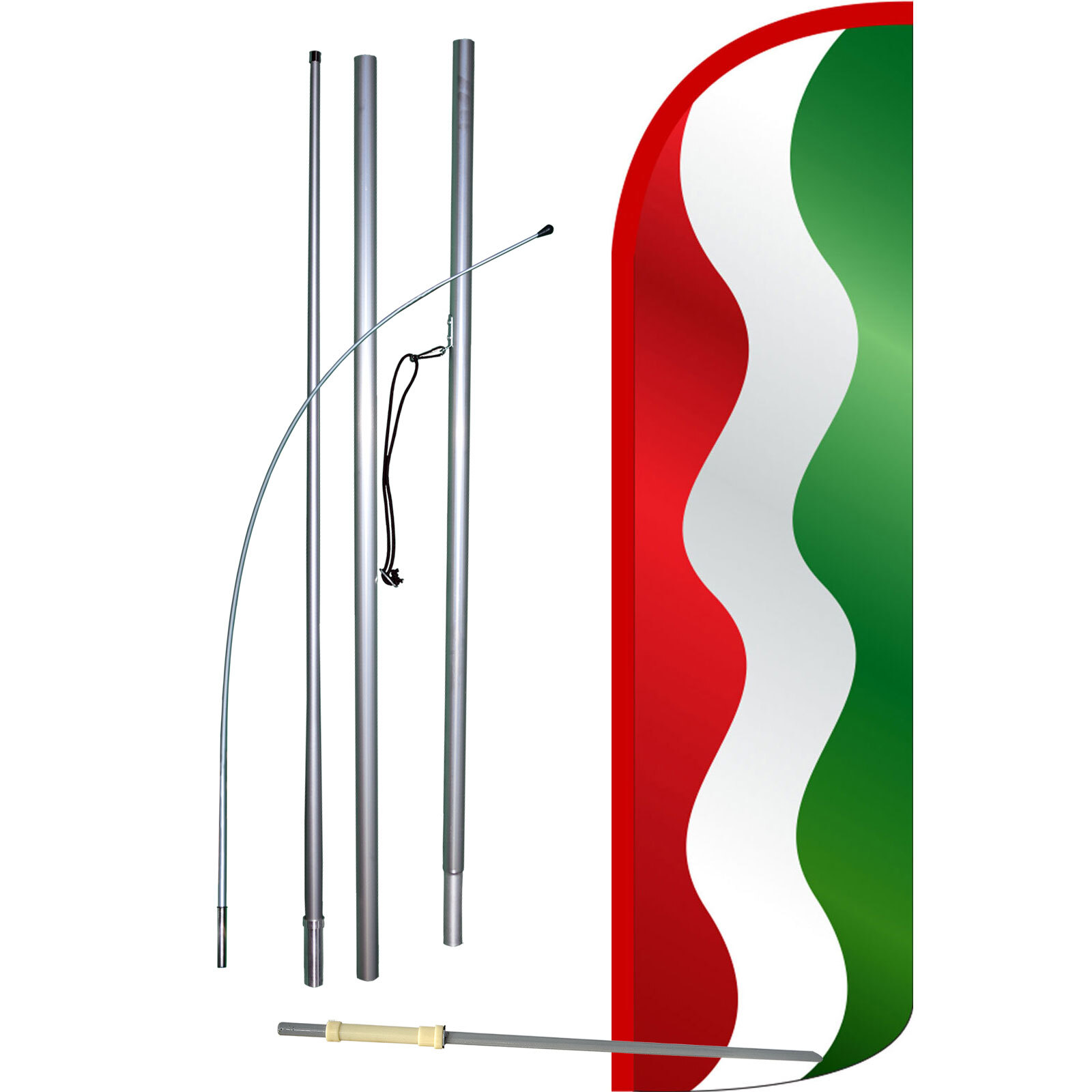 Wavy Red White Green Complete Swooper Flag Bundle