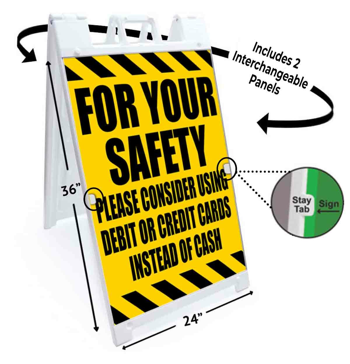 FOR YOUR SAFETY PLEASE Signicade 24×36 Aframe Sidewalk Sign Banner Decal