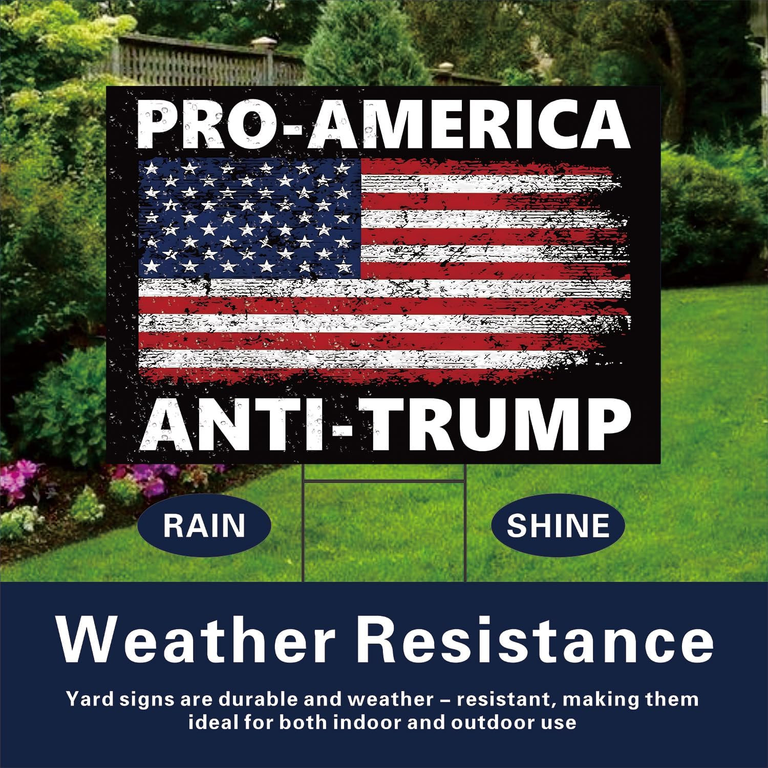 Pro America anti Trump Yard Sign Double Sided Corrugated Plastic Outdoor Lawn…