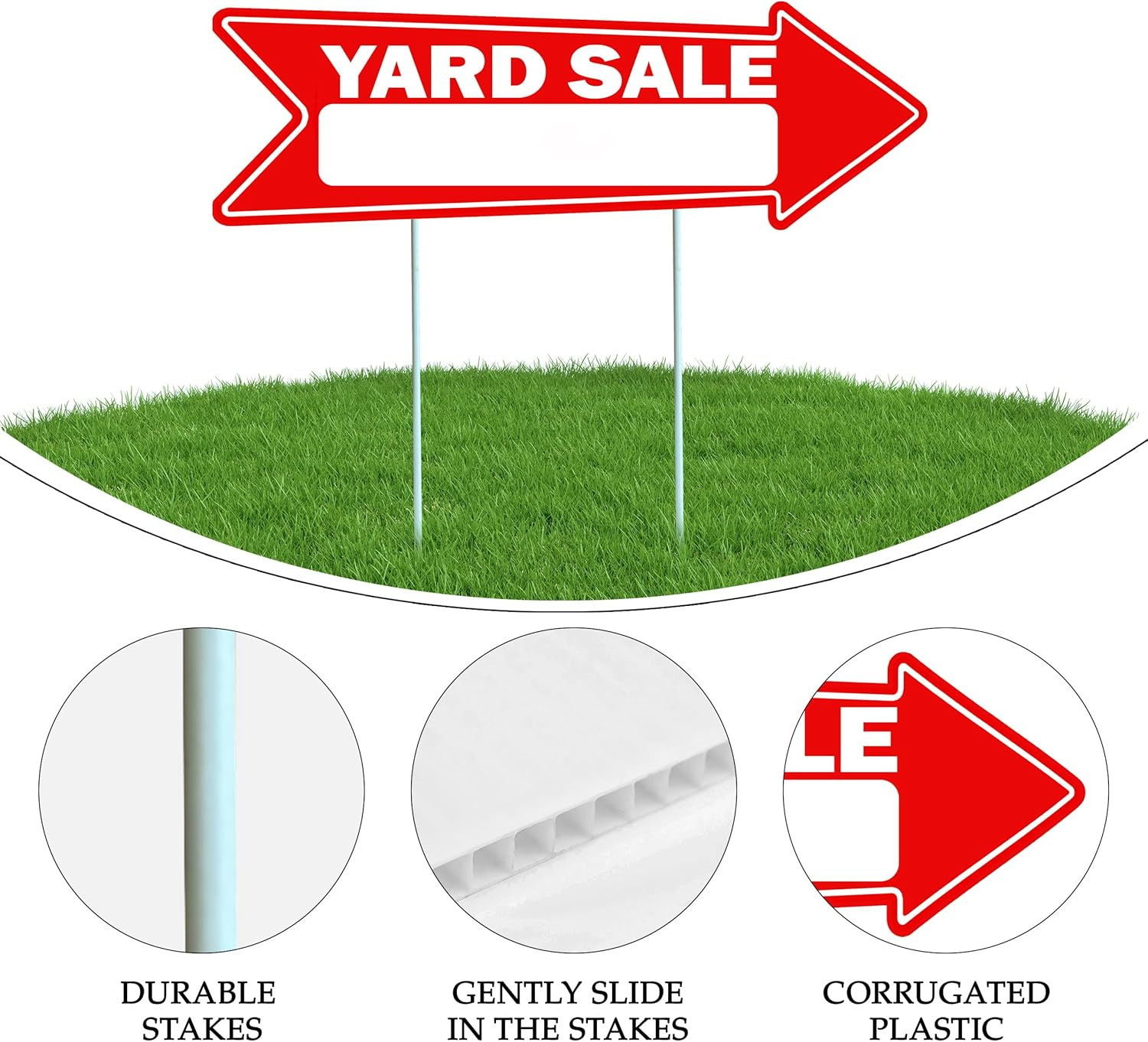 Yard Sale Arrows Yard Sign Double Sided with Stakes Large 16 Inch by 5 Inch Arro