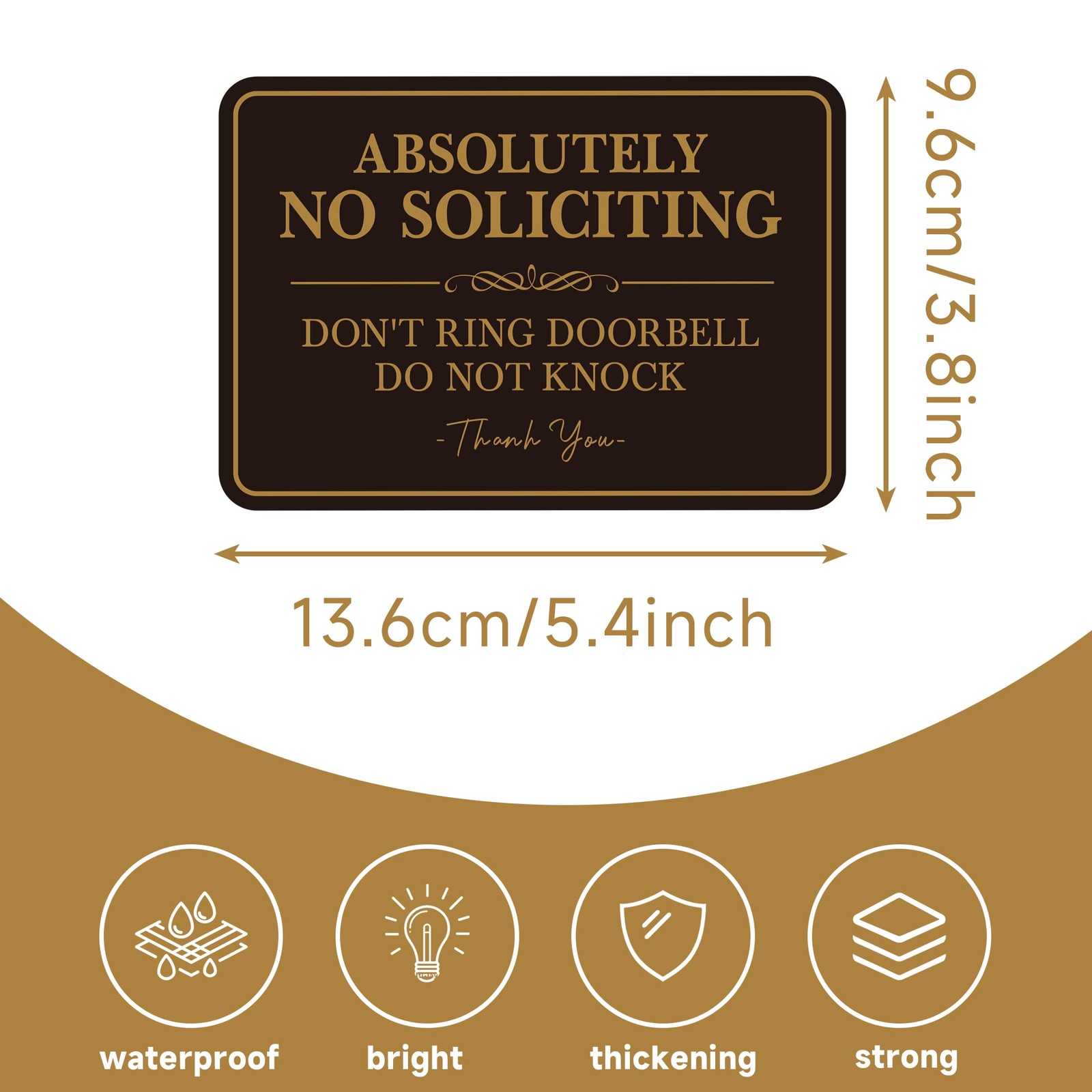 2PCS No Soliciting Sign for Front Door，SelfAdhesive Elegant Do Not Knock or R…