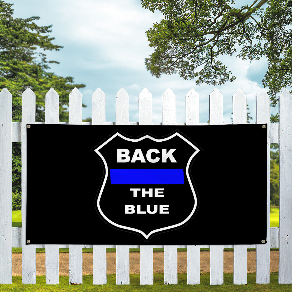 Vinyl Banner Multiple Sizes Back The Blue Black Police Cop Lifestyle Outdoor