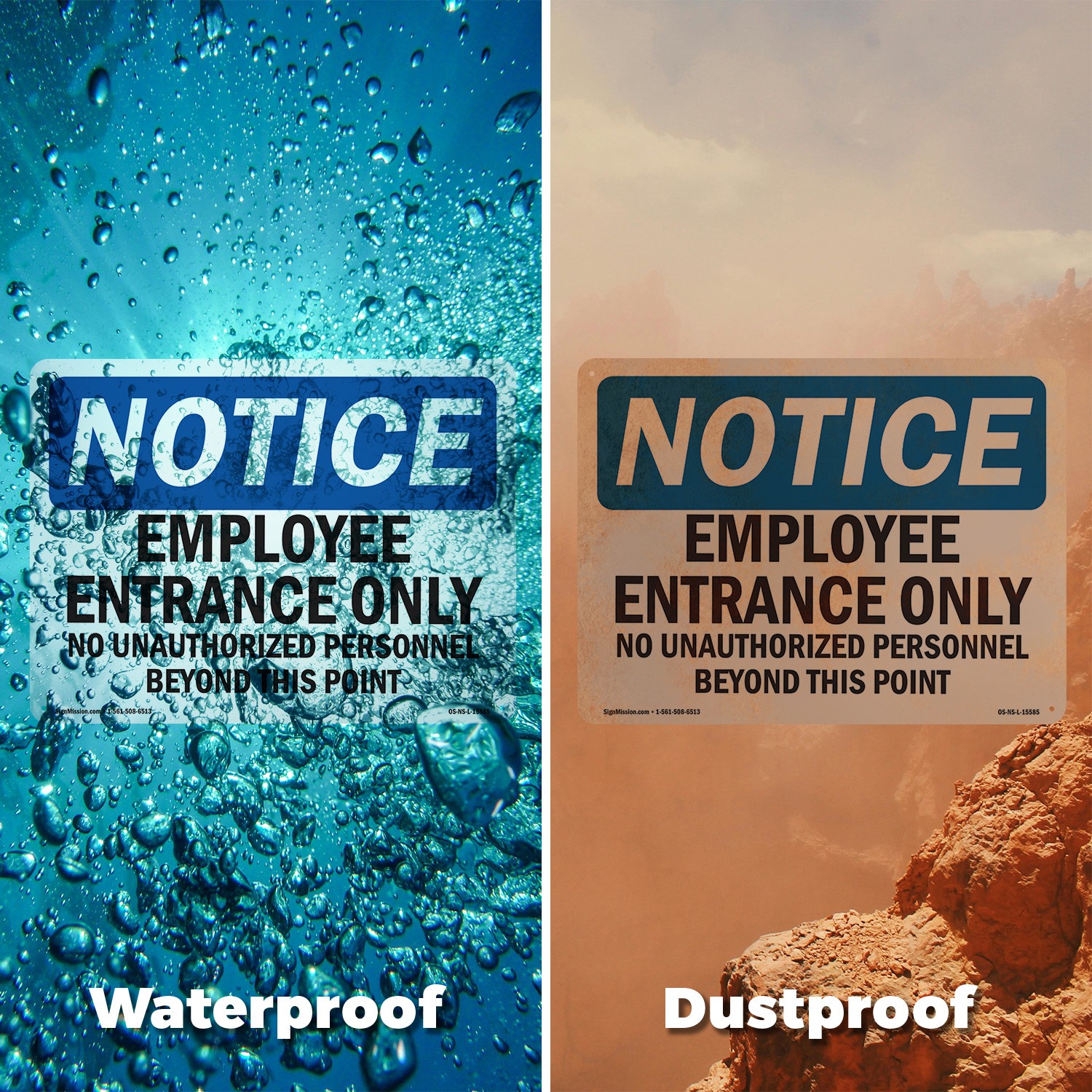 Employee Entrance Only OSHA Notice Sign Metal, Plastic, Or Decal – 5 or 10 Pack