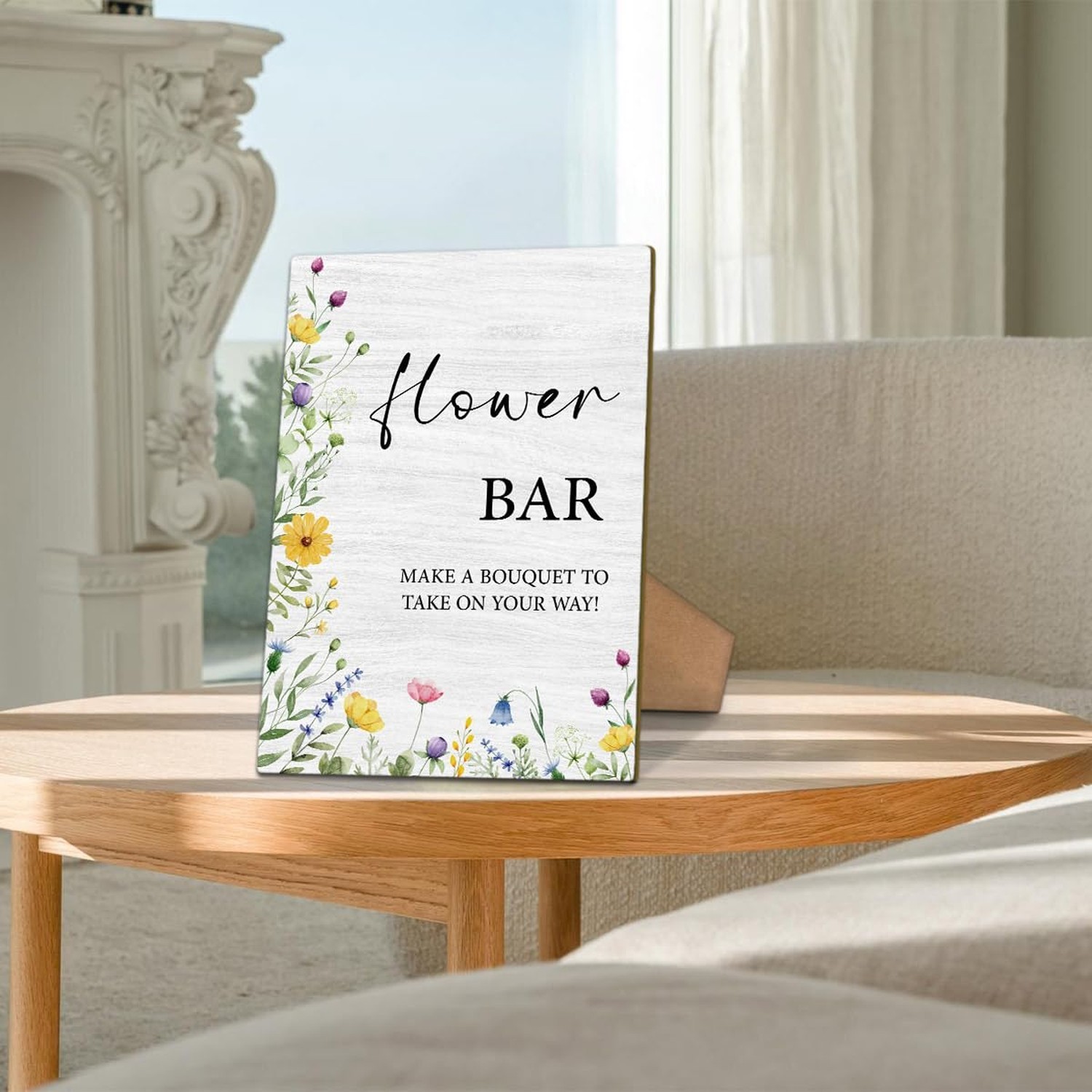 Flower Bar Sign, Bridal Shower Sign 8 x 11 Inch, Flower Bar Wooden Sign with …