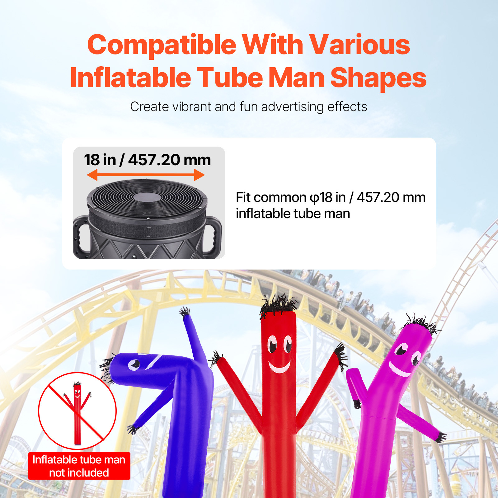 VEVOR Air Blower Fan 1HP 18&Prime; for Inflatable Tube Man (No Inflatable)