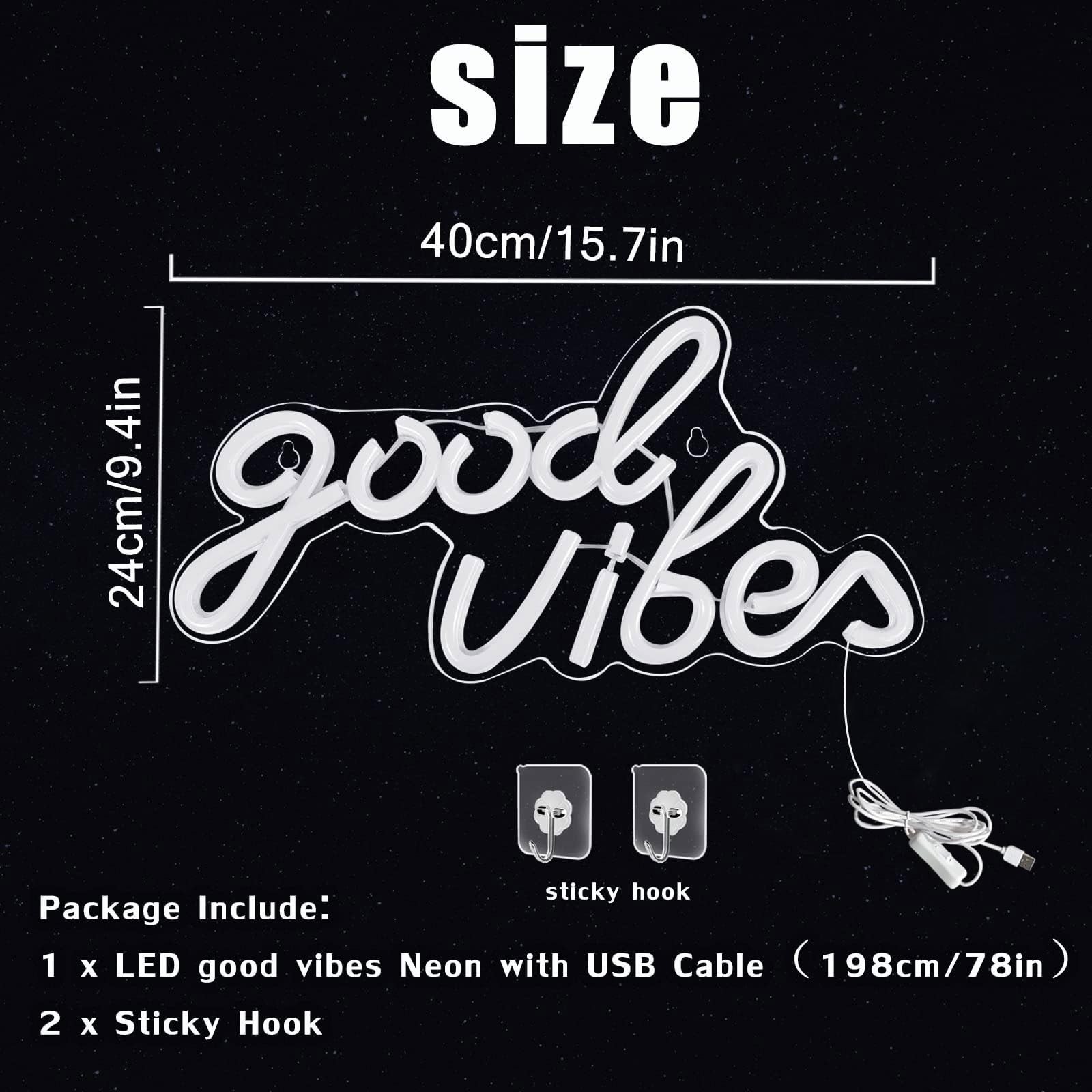 Good Vibes Neon Sign White Good Vibes Neon Lights USB Operated Aesthetic LED …
