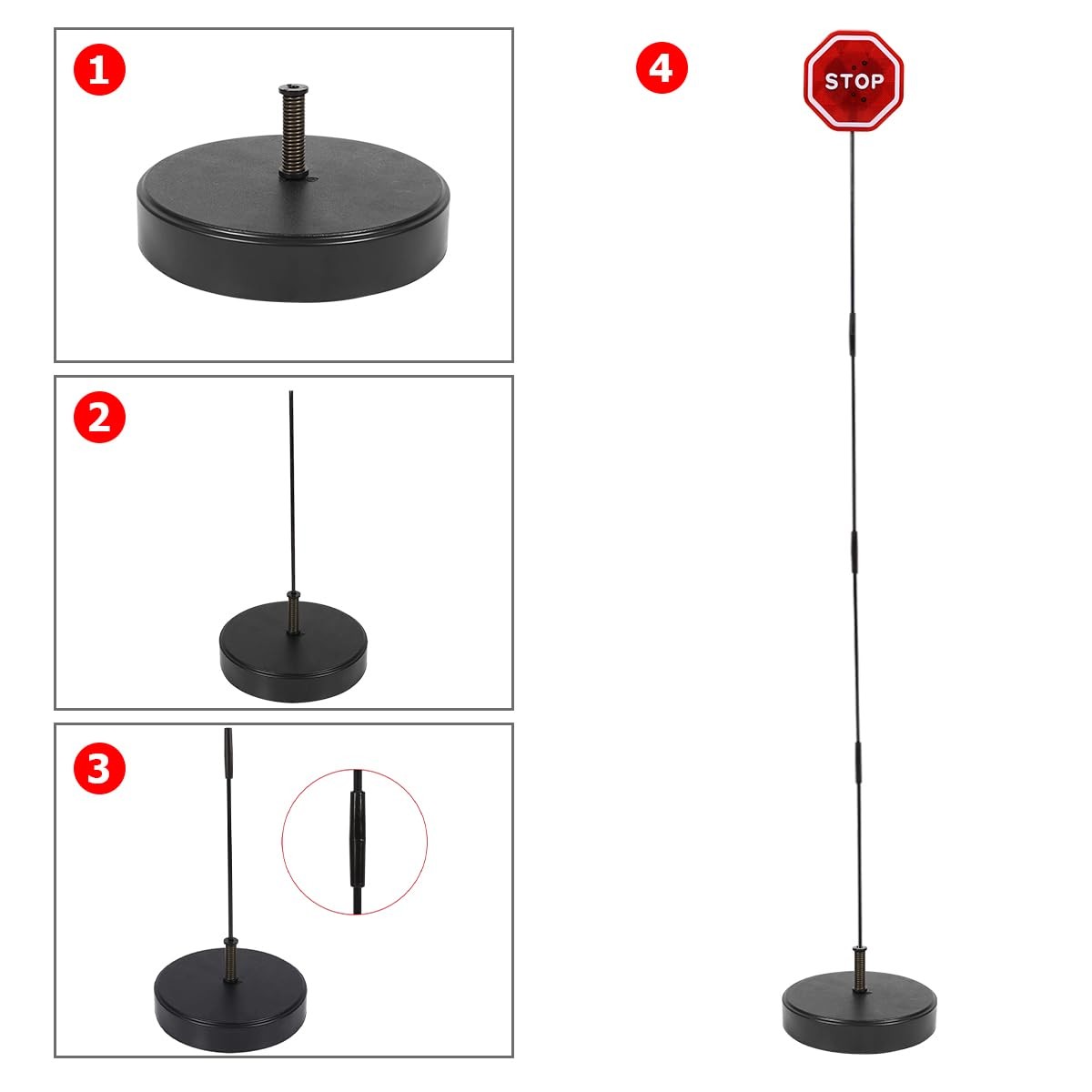 Mandark Flashing LED Stop Sign for Garage Parking Assist, Red/White/Black