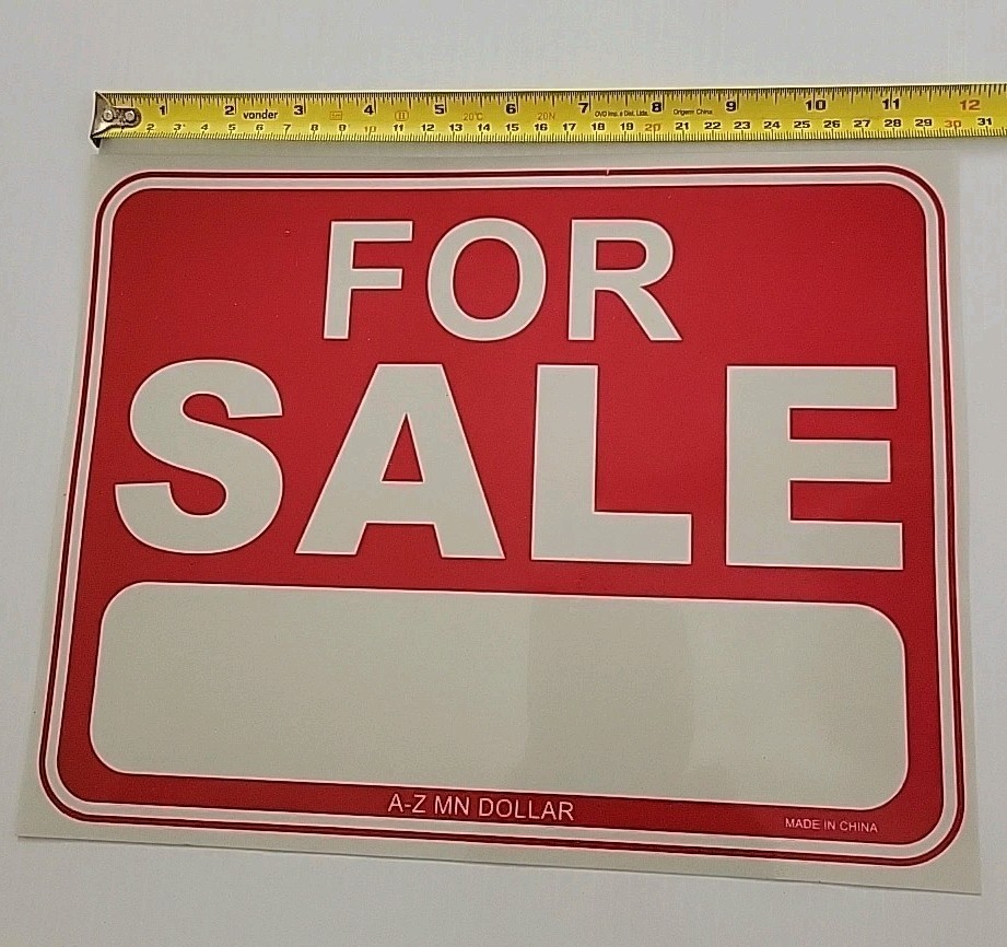 Set of 3 &lsquo;FOR SALE&rsquo; SIGN 9X12&Prime; Red and white Ready to hang Pinted SIgns NEW