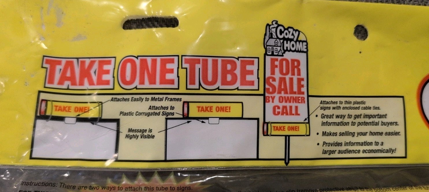 Hy-Ko Take One Plastic Tube 12&Prime; X 3&Prime; Hardware Realtor Supply Home Sale Info New
