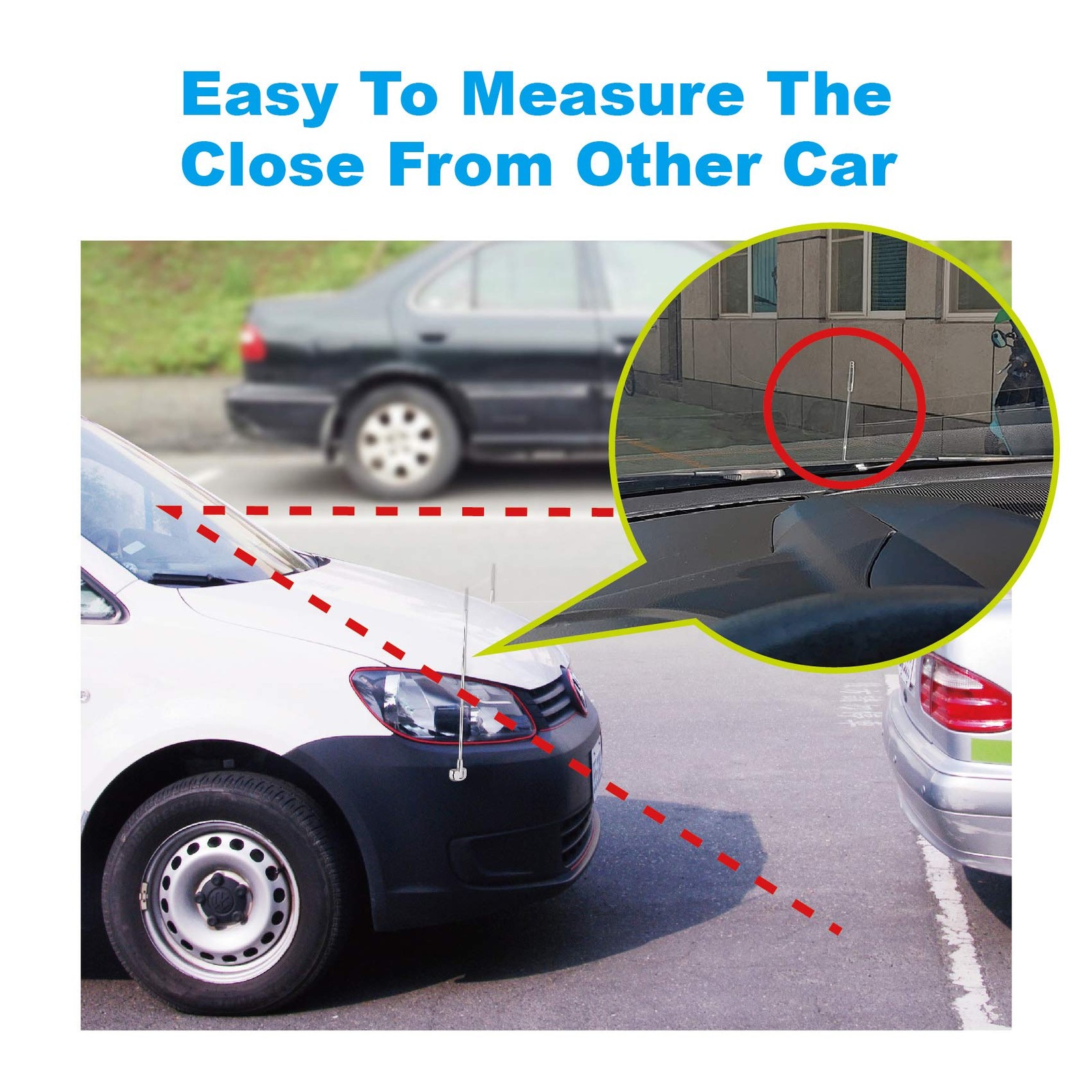 2-Pack Car Bumper Corner Antenna Pole Adjust 11in x 2in x 1.5in, Chrome