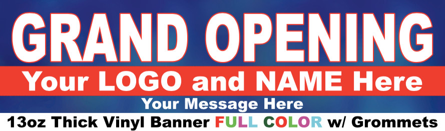 Personalized GRAND OPENING Banner 3&rsquo;x10&prime; Feet Thick Vinyl w/ Grommets & Hem 3×10