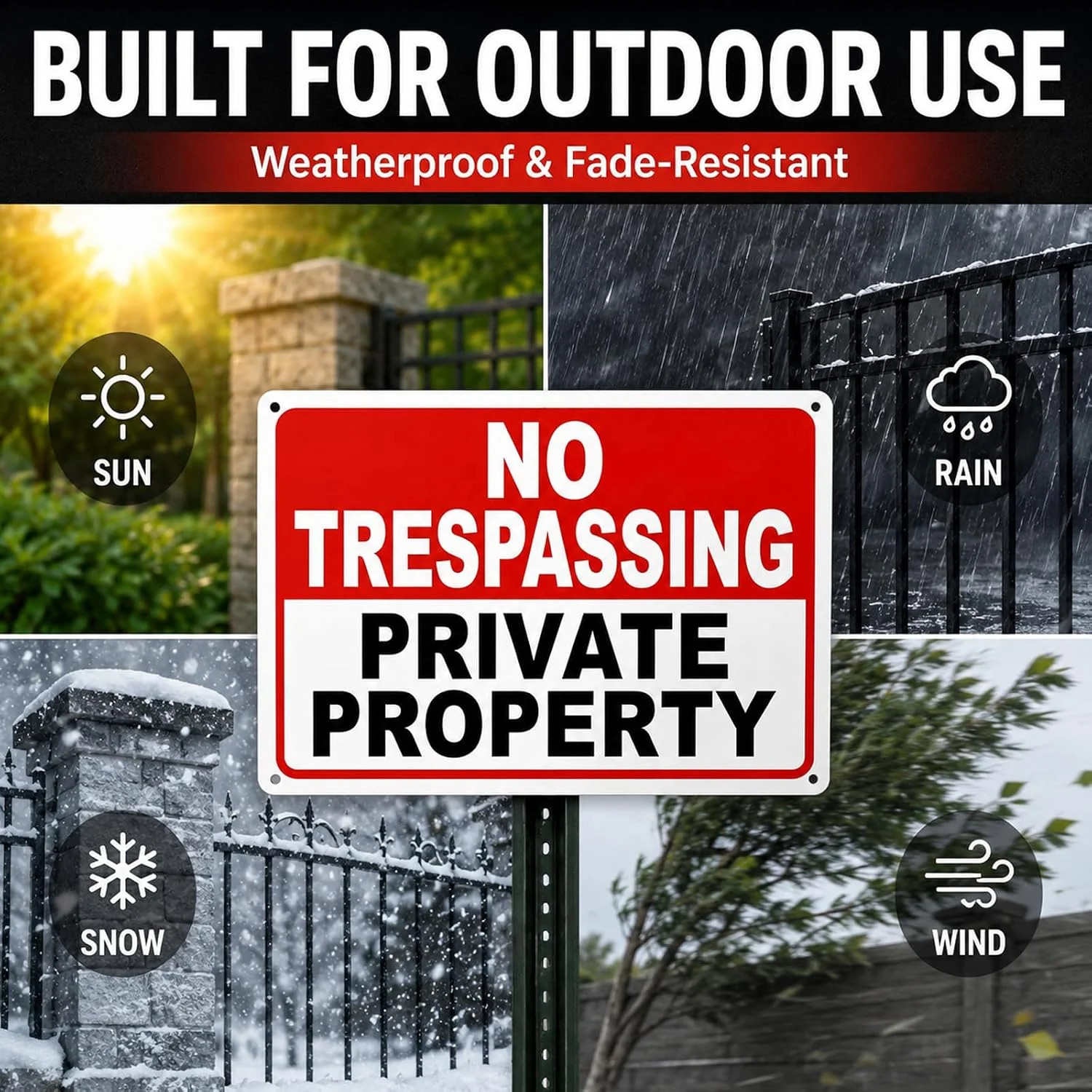 2 Pack No Trespassing Signs Private Property – 10×7 Inch 40 Mil Rust Free Alumin