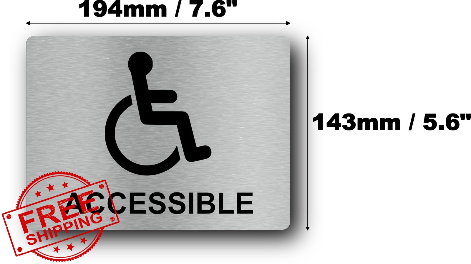 Wheelchair Accessible Sign – Silver Aluminum Peel Stick Universal Symbol