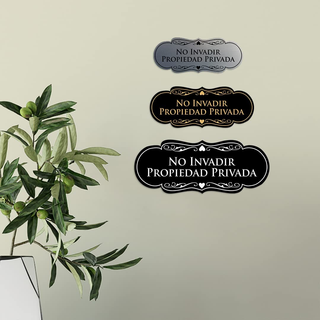 Signs ByLITA Designer Spanish No invadir propiedad privada Sign