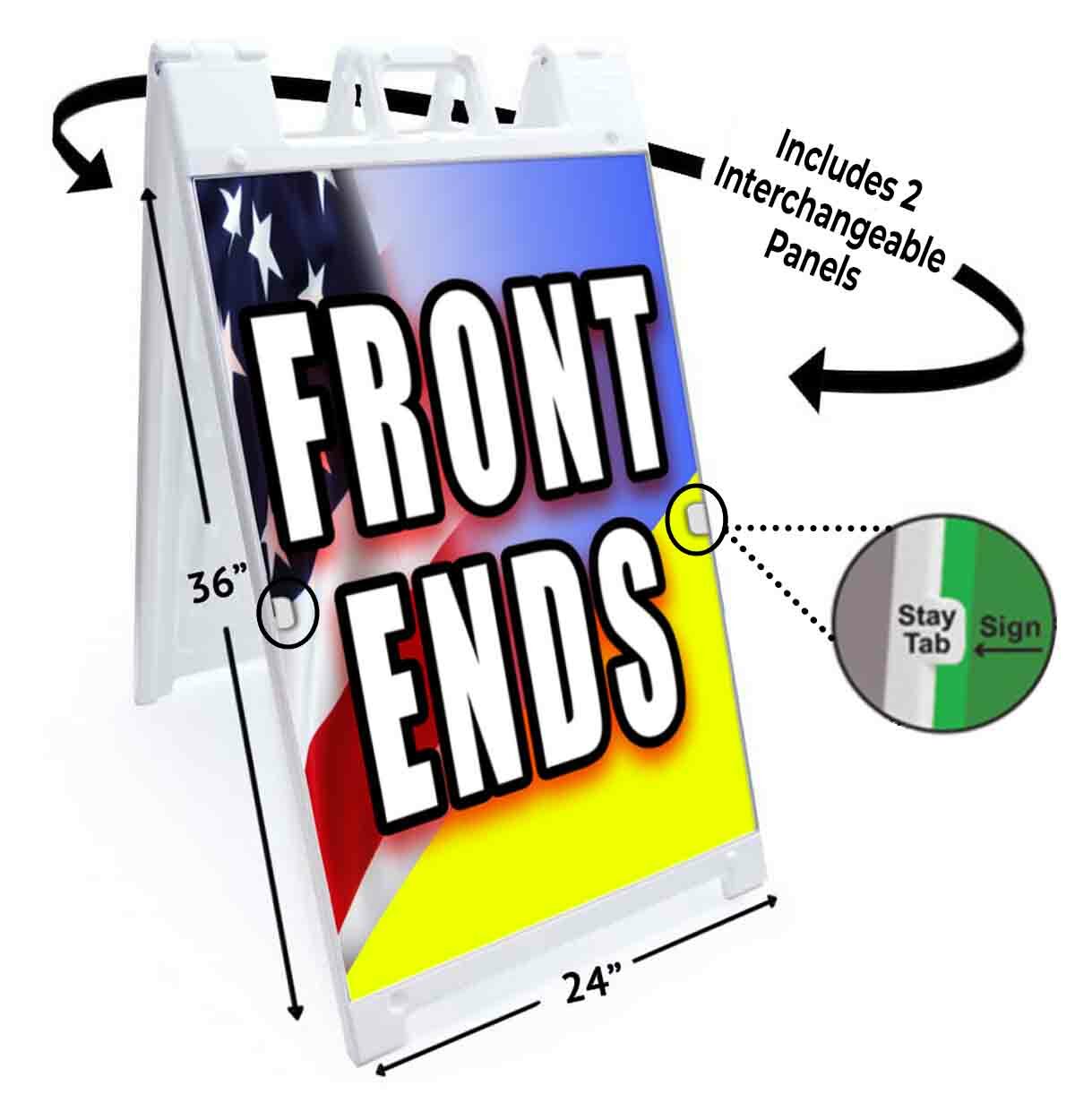 FRONT ENDS Signicade 24×36 Aframe Sidewalk Sign Banner Decal AUTOMOTIVE