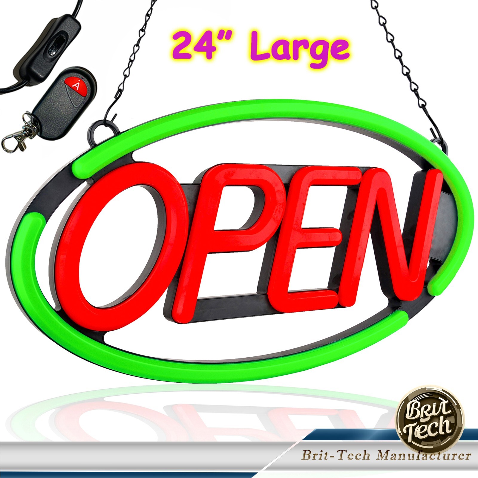 Large LED Open Sign 24&Prime; Neon Bright Light for Business Restaurant Bar Store Shop