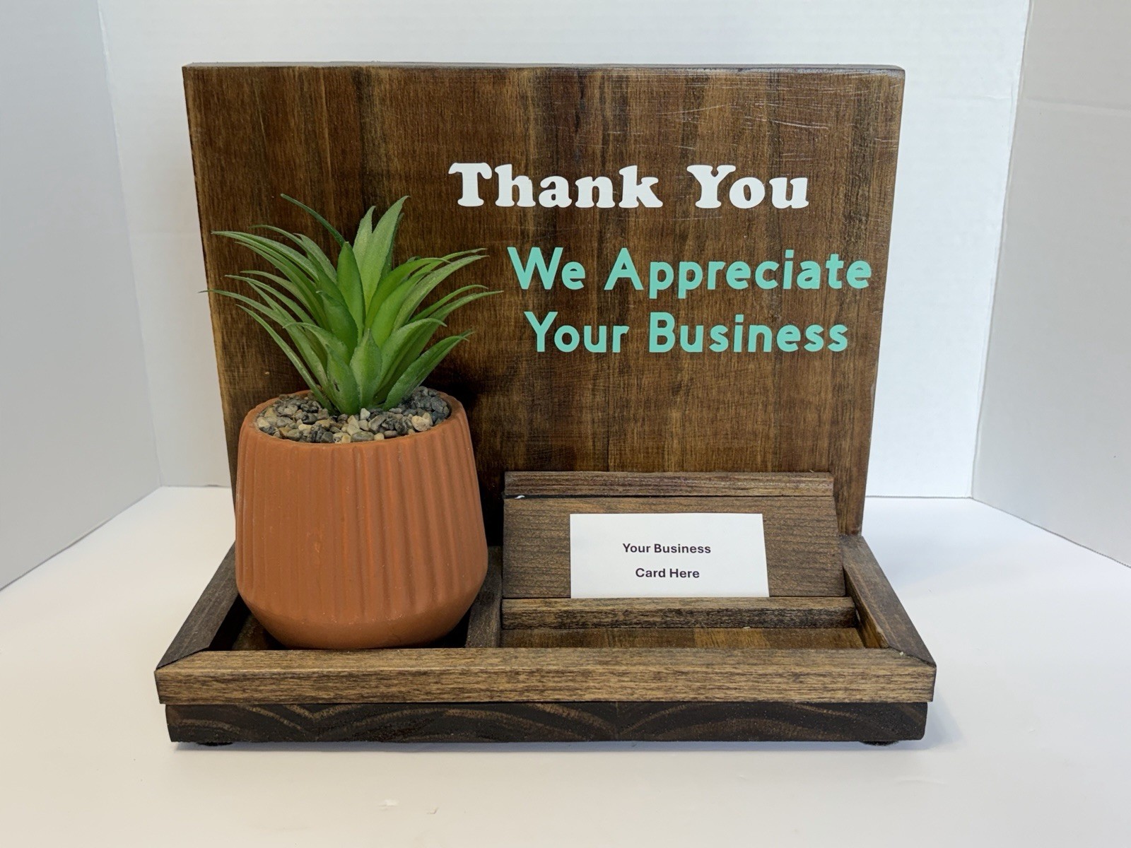 Wood Grain “We Appreciate Your Business” Office Desk or Front Counter Sign