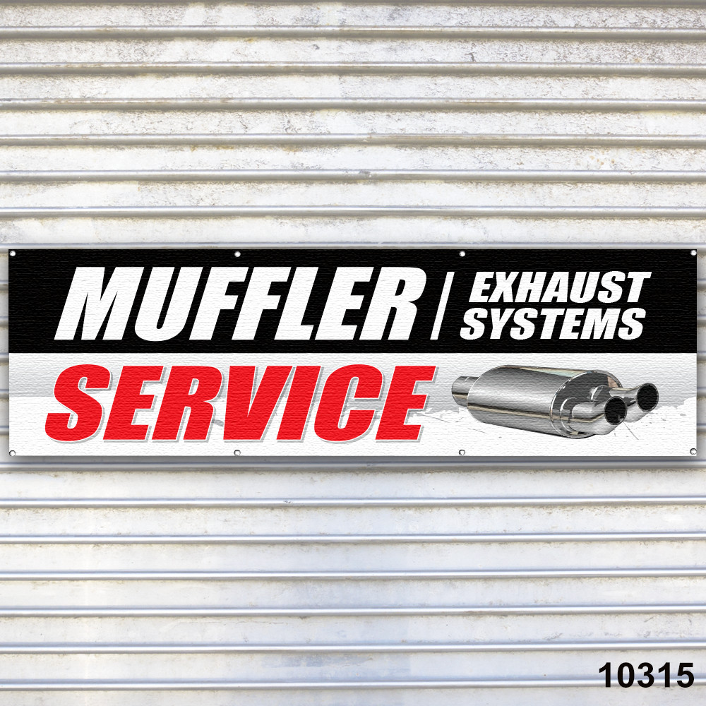 Muffler Service Banner Sign Auto Repair Tire Dealer Service Bay Garage
