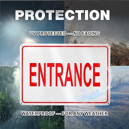 Reflective Entrance Sign, 8×12 Rust-Free Aluminum, Enter Here, Pre-Drilled | Wea