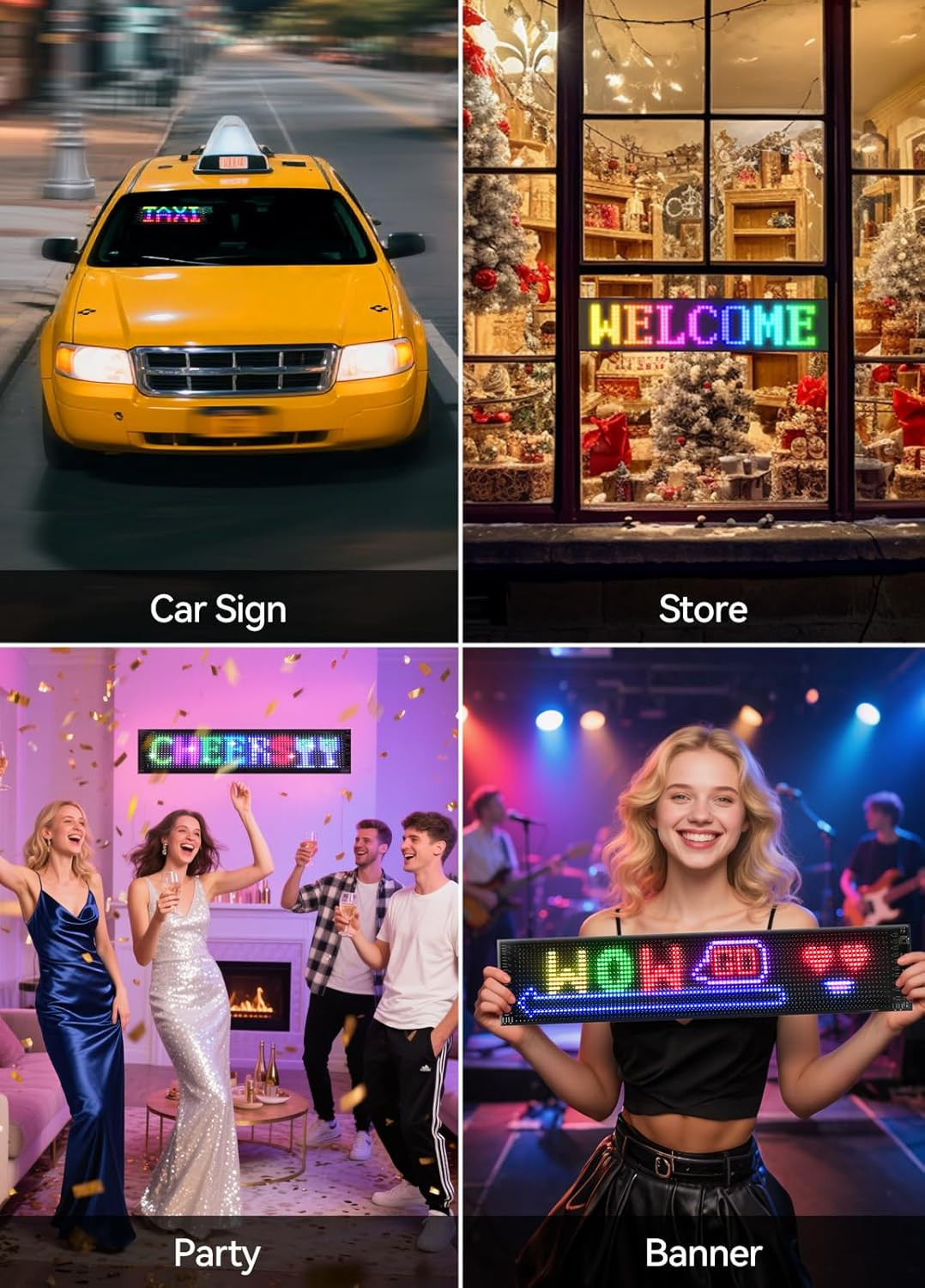 Customizable LED Scrolling Sign with Bluetooth Control for Store and Car