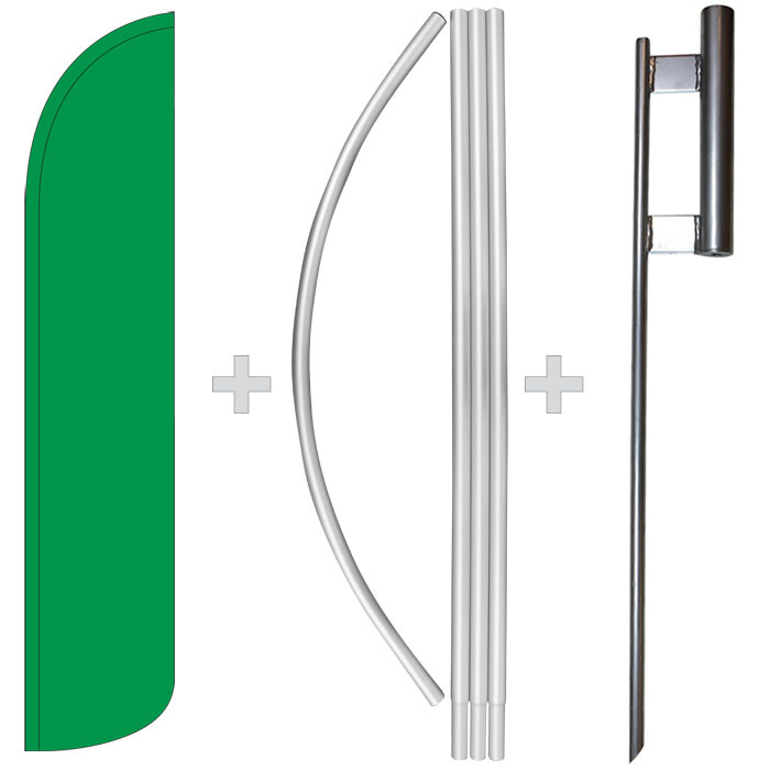 Solid Green 15&prime; Tall Windless Swooper Feather Banner Flag & Pole Kit