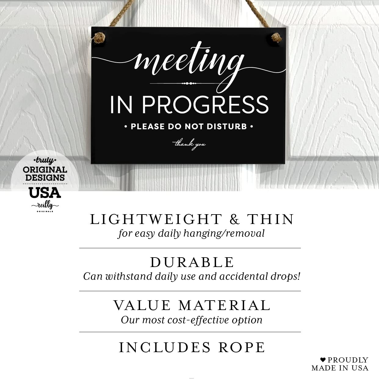 5×7 Inch Meeting in Progress Do Not Disturb Sign ~ Exclusive Value Series wit…