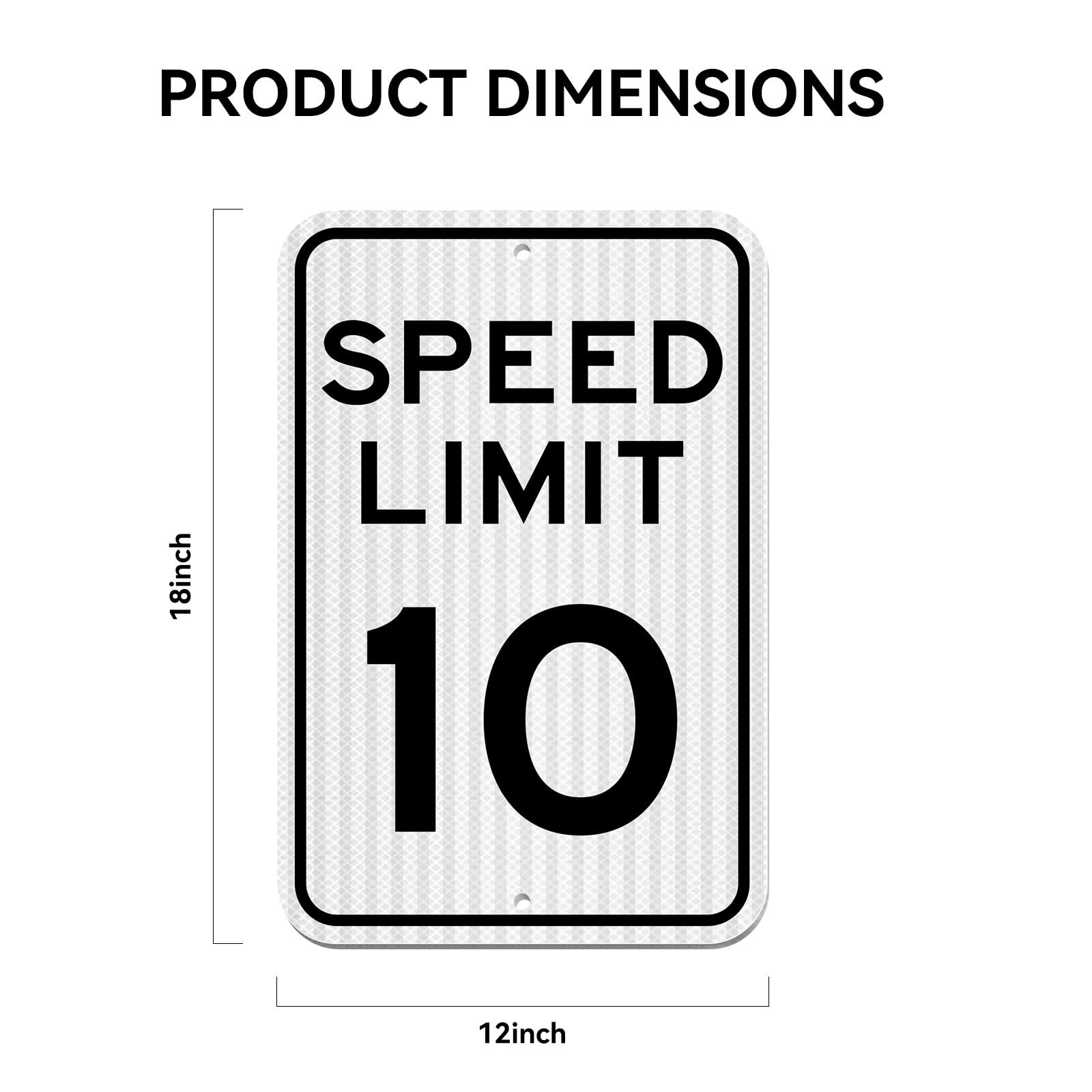 Speed ​​Limit Sign 10 MPH, Slow Down Traffic Sign, 12&Prime; x 18&Prime;, Reflective 40Mi…