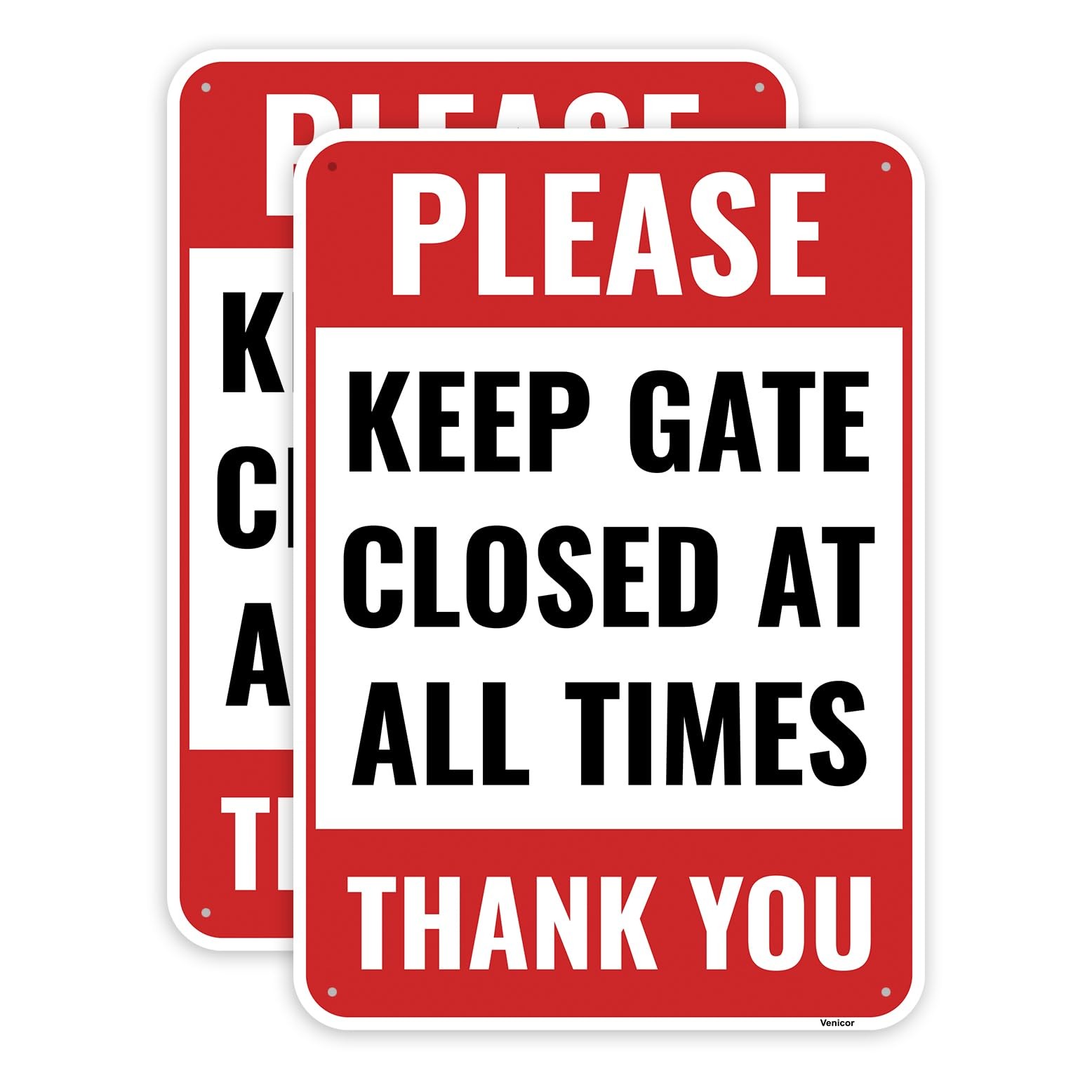 2 PCS Please Keep Gate Closed Sign 10×7 Inch Aluminum Warning Home Wall