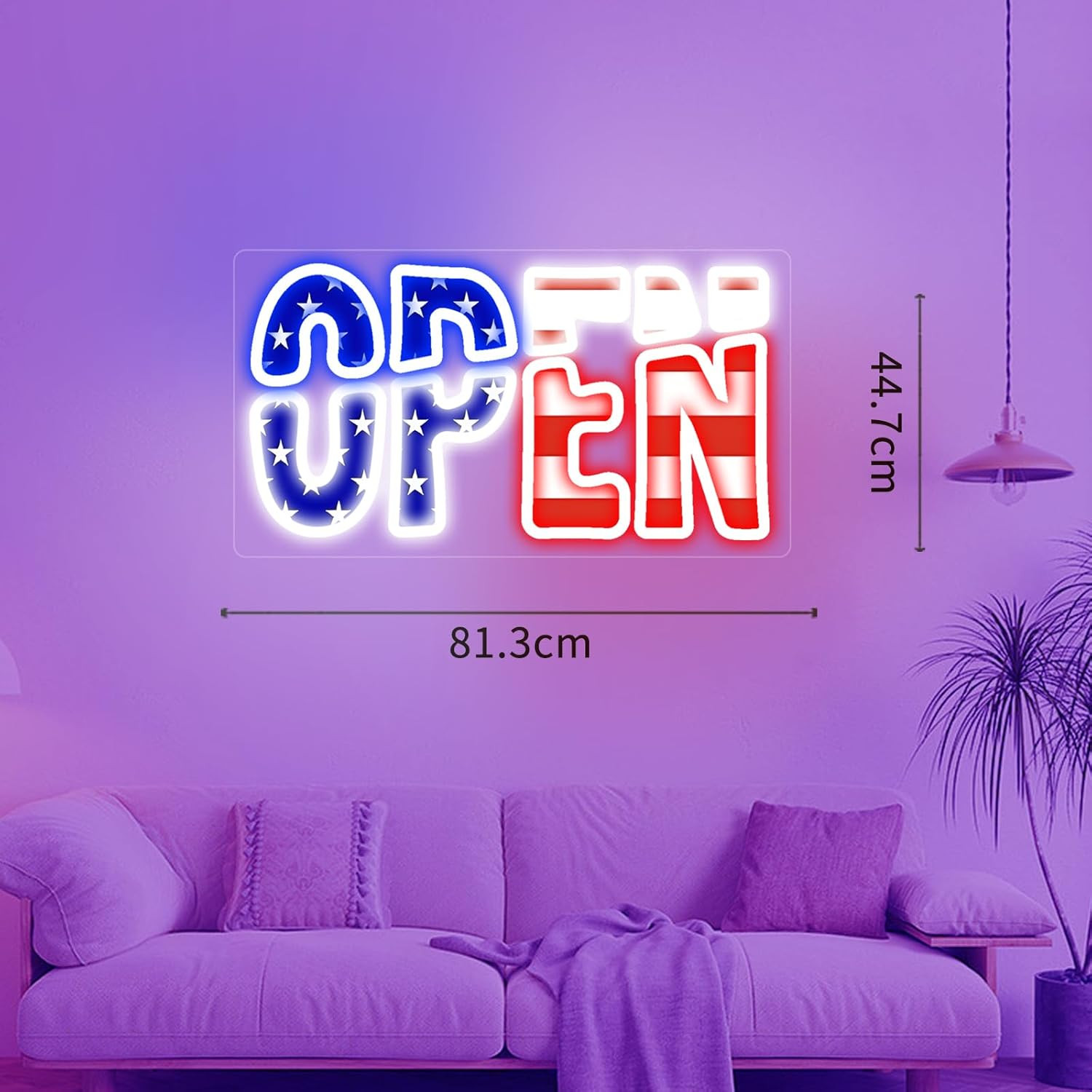 LED Open Sign for Business, USA Flag Ultra Bright Open Light 32 Inch Plug in Lig