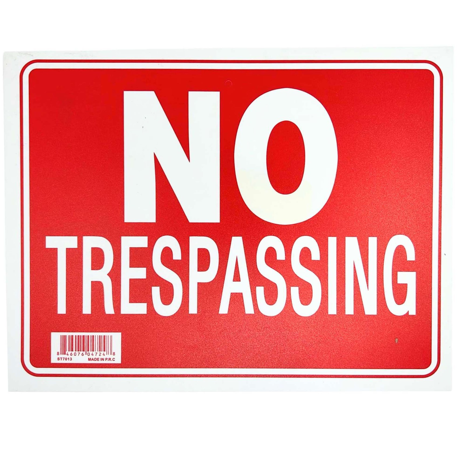 9&Prime;X12&Prime; « NO TRESPASSING » Plastic Signage Sign-1 Pack