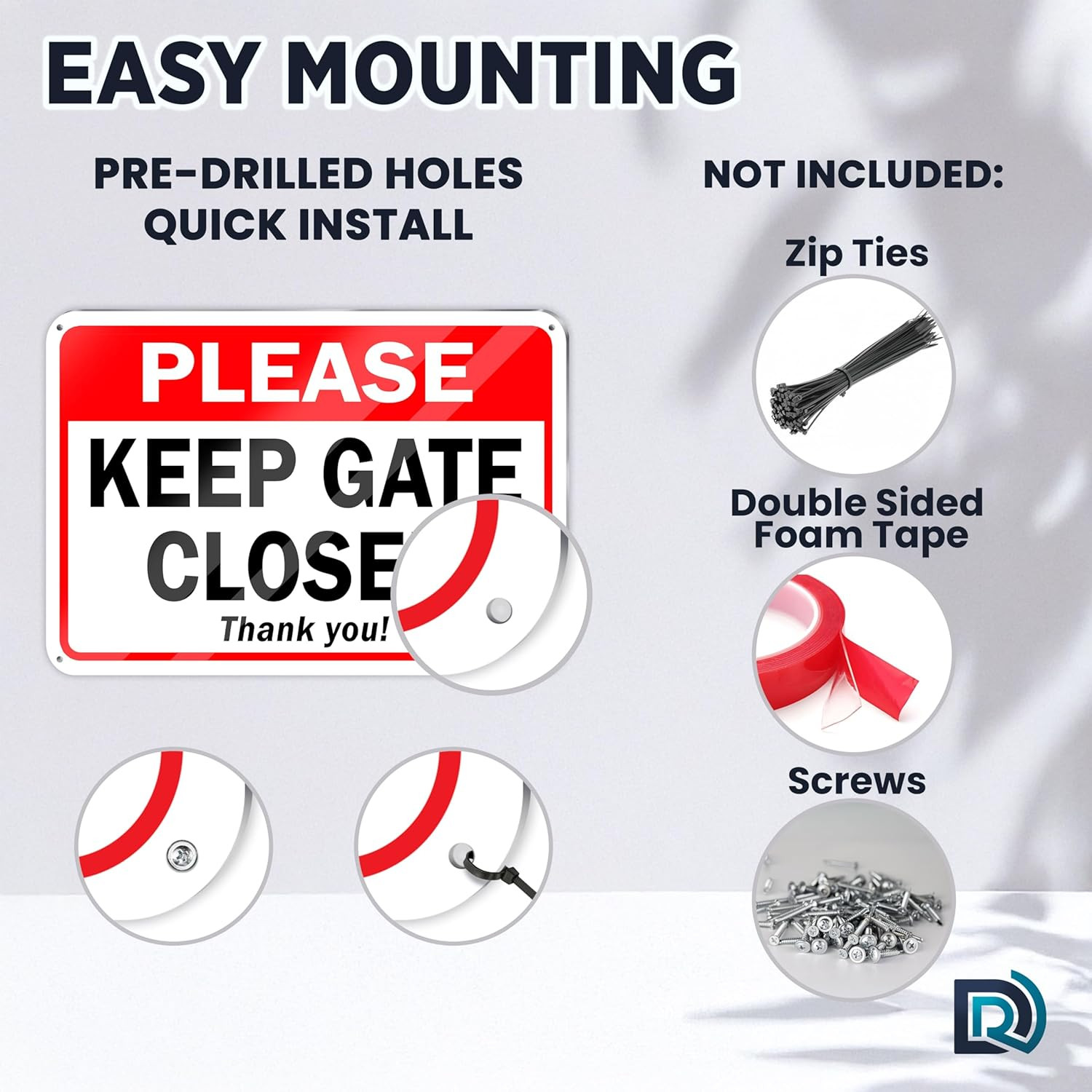 2 PC Please Keep Gate Closed Sign, 7X10 Aluminum Keep Close Gate Sign