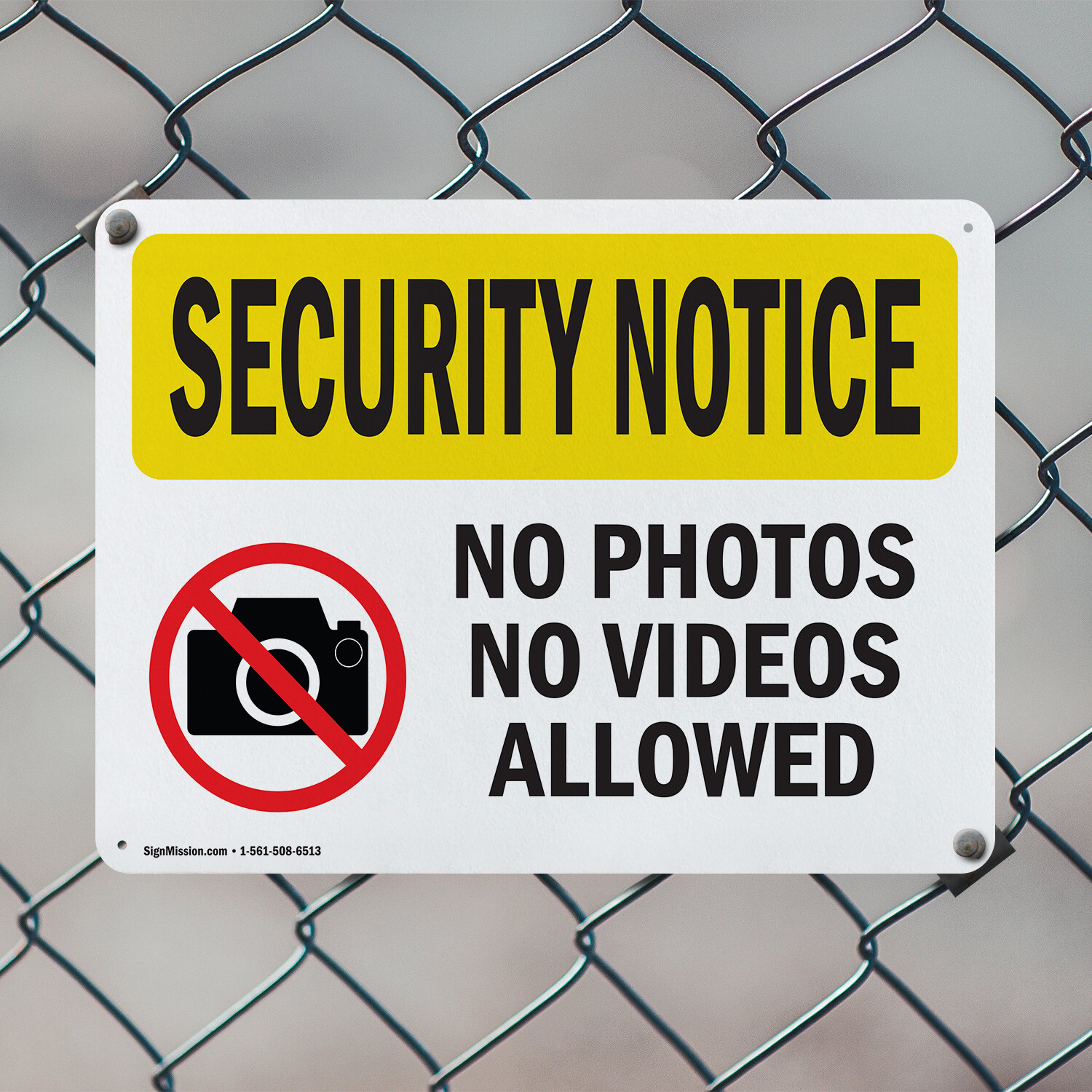 (2 Pack) No Photos Or Video Allowed OSHA Security Notice Sign Decal Metal