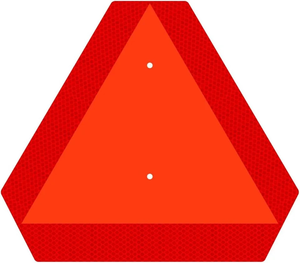Slow Moving Vehicle Sign 14×16 Aluminum Reflective Triangle Golf Cart UTV Safety