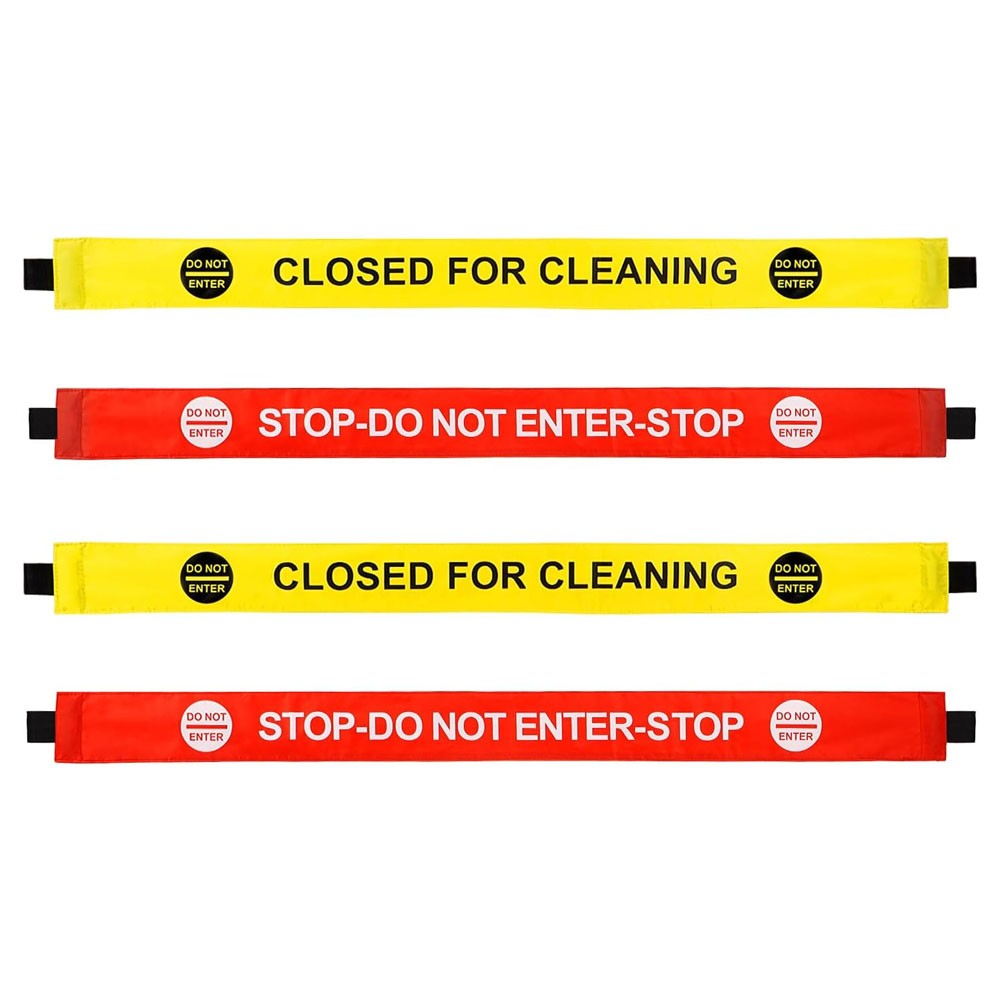 4PCS Restroom Closed for Cleaning Sign with Magnetic Ends, Magnetic Nylon Safety