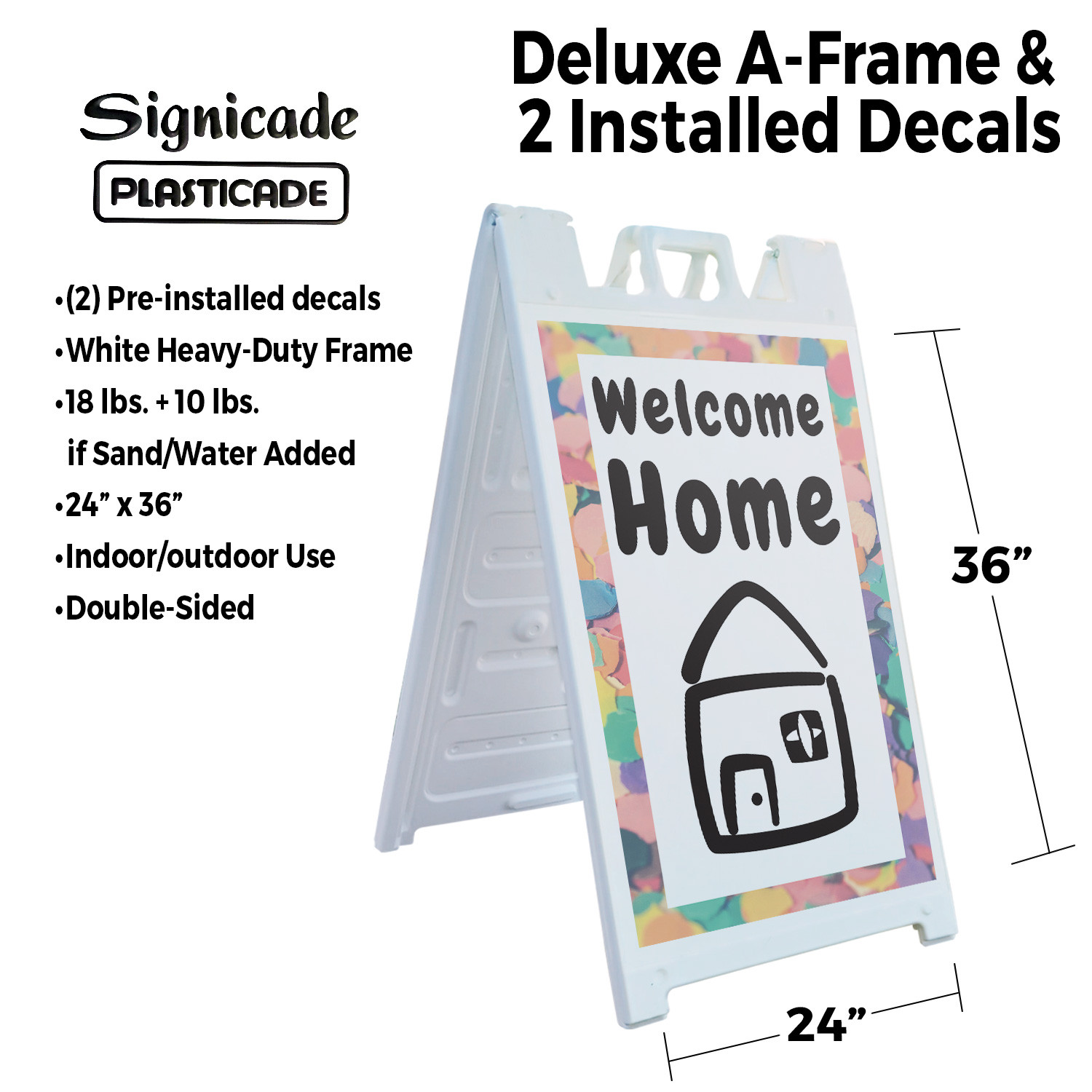 Welcome Home Heavy Duty A-Frame Sidewalk Sign Family Messaging Bold Display