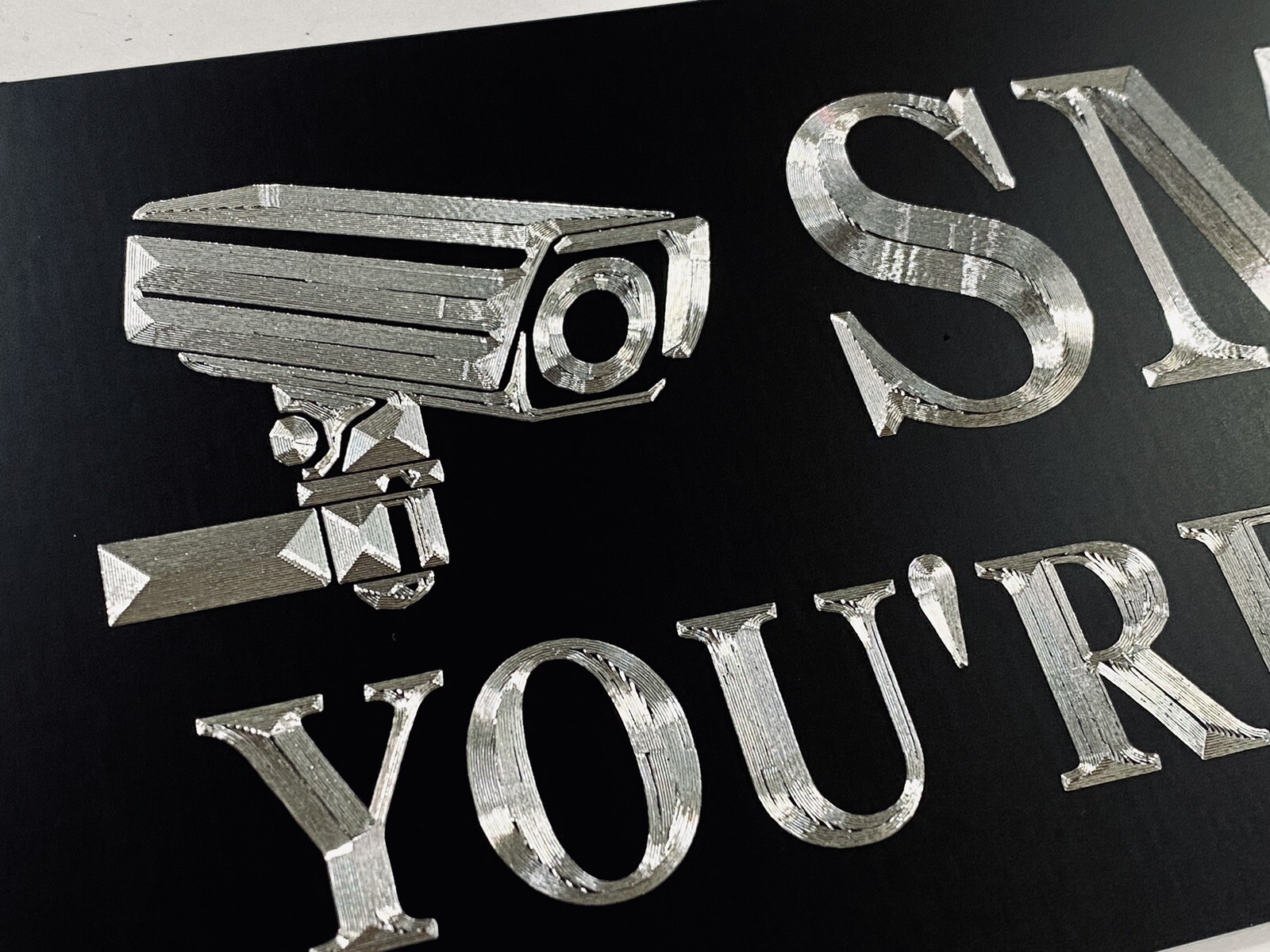 Smile You’re On Camera No Soliciting Diamond Etched Aluminum Metal 12×4 Sign