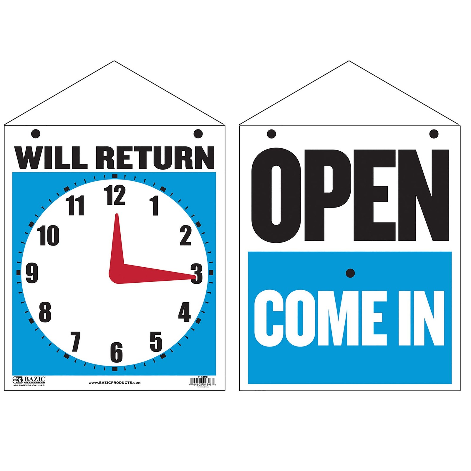 Double Sided Closed/Open Clock Sign with Movable Clock Hands for Hotel Store