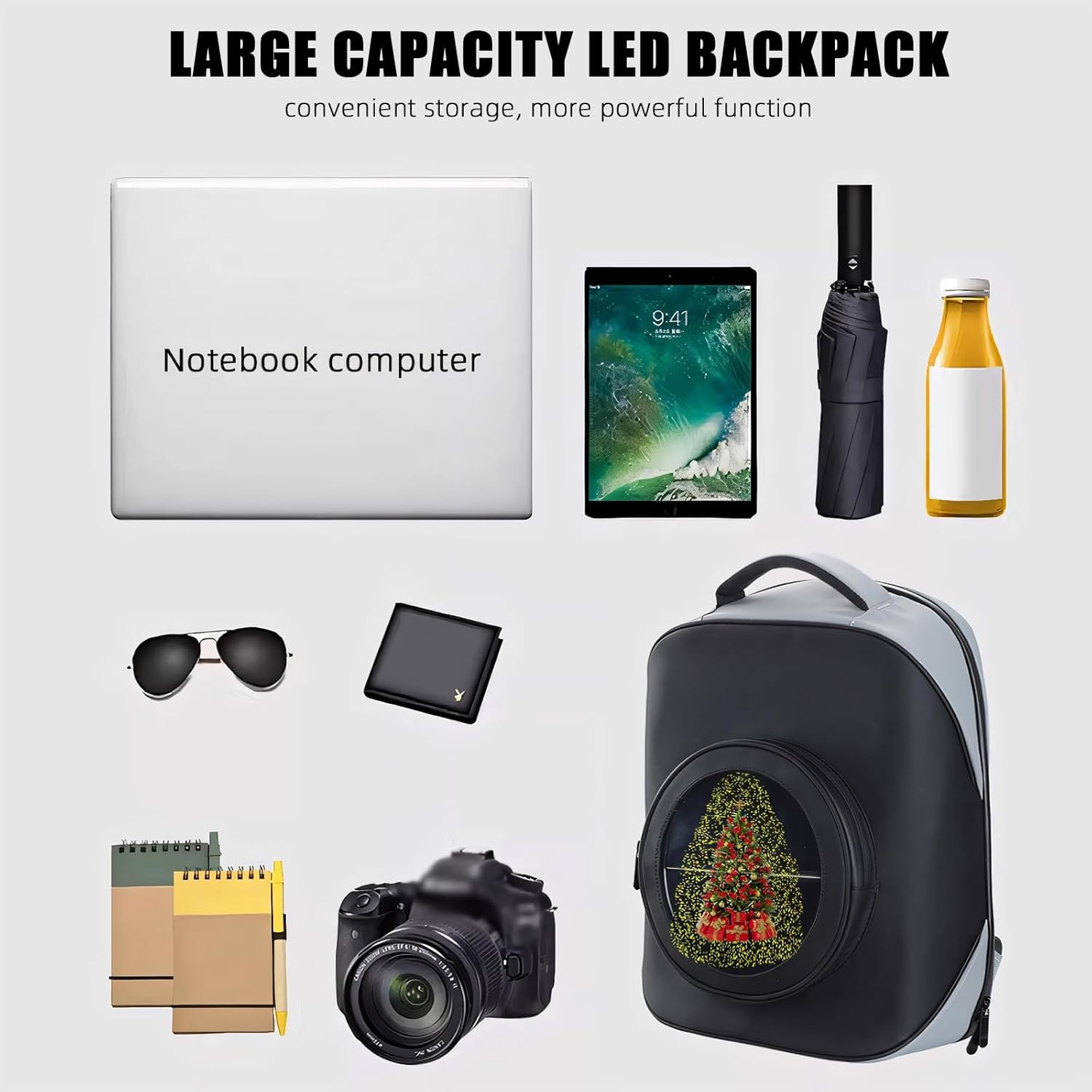 3D Hologram Fan Led Backpack,16.1&Prime; 3D Hologram Projector Advertising Commercial